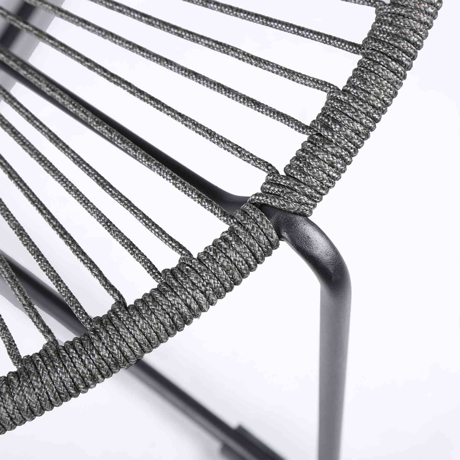 Acapulco Indoor Outdoor Steel Papasan Lounge Chair with Gray Rope - Image 5