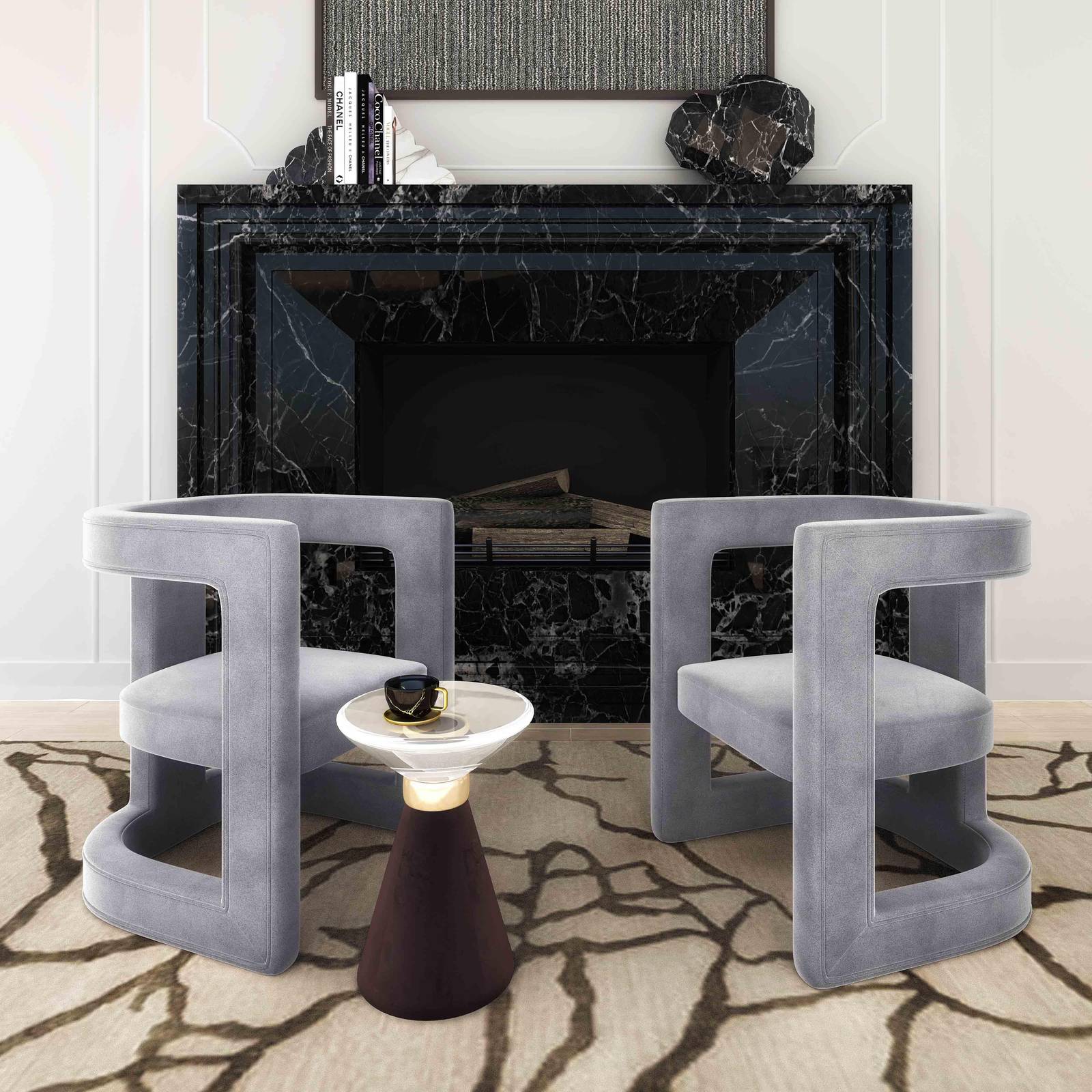 Ada Grey Velvet Chair - Image 3