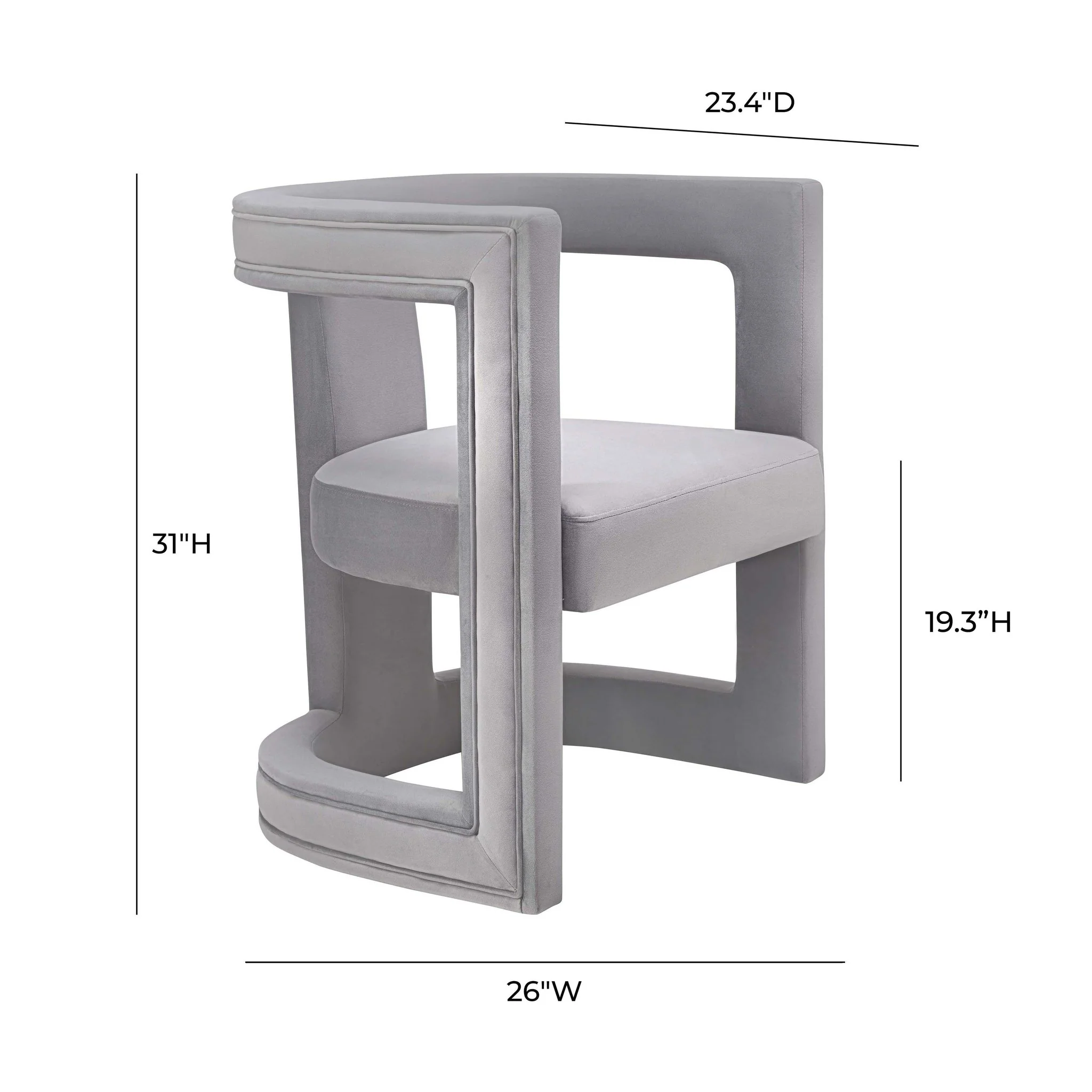 Ada Grey Velvet Chair - Image 7