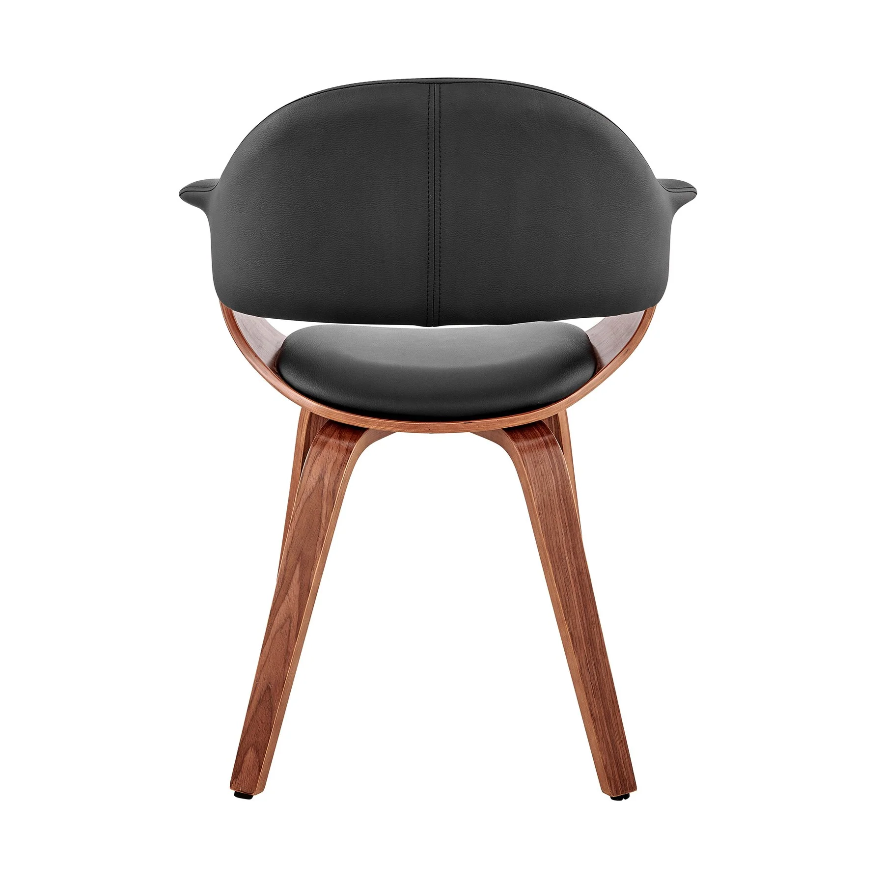 Adalyn Black Faux Leather and Walnut Wood Dining Room Accent Chair - Image 5