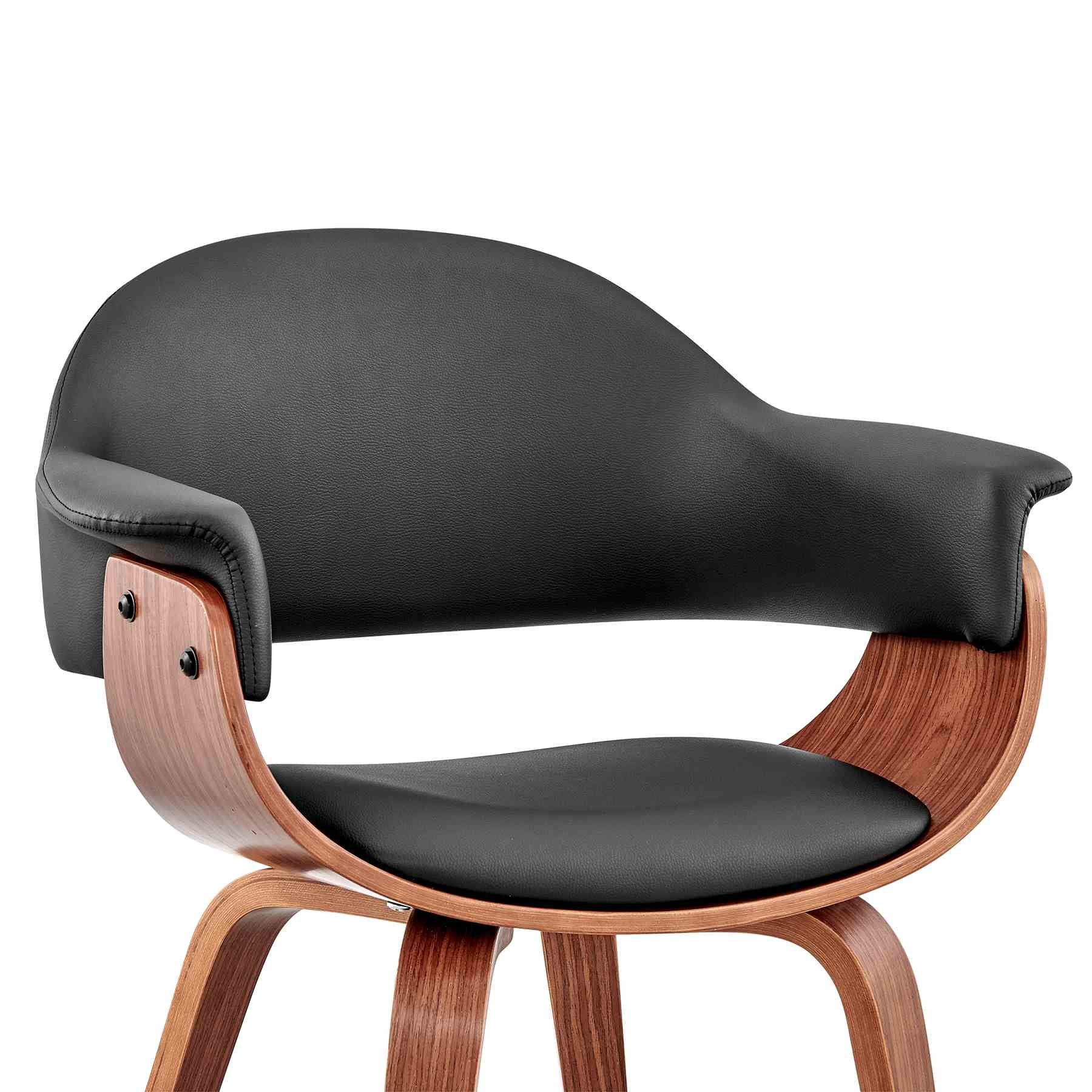 Adalyn Black Faux Leather and Walnut Wood Dining Room Accent Chair - Image 6