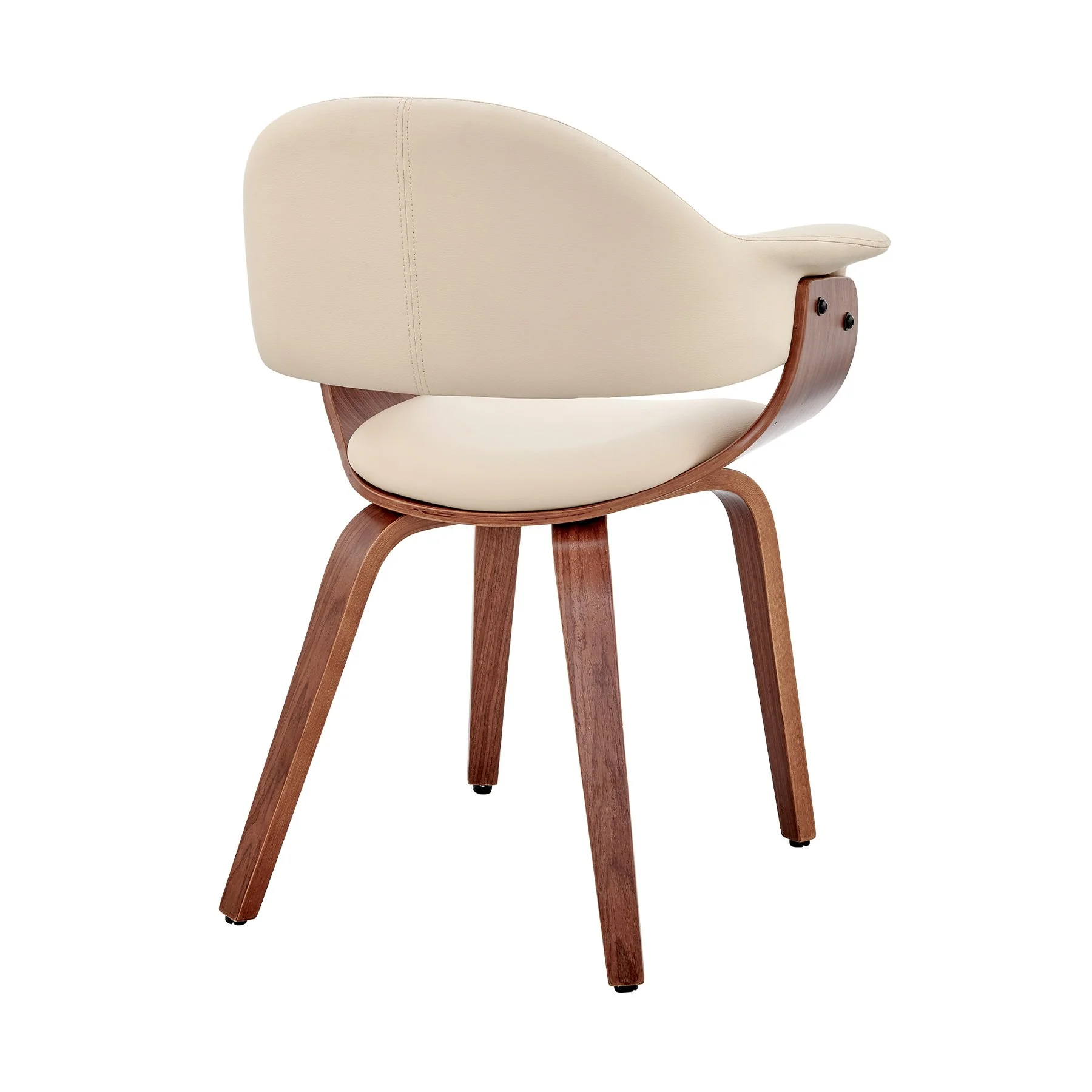 Adalyn Cream Faux Leather and Walnut Wood Dining Room Accent Chair - Image 4