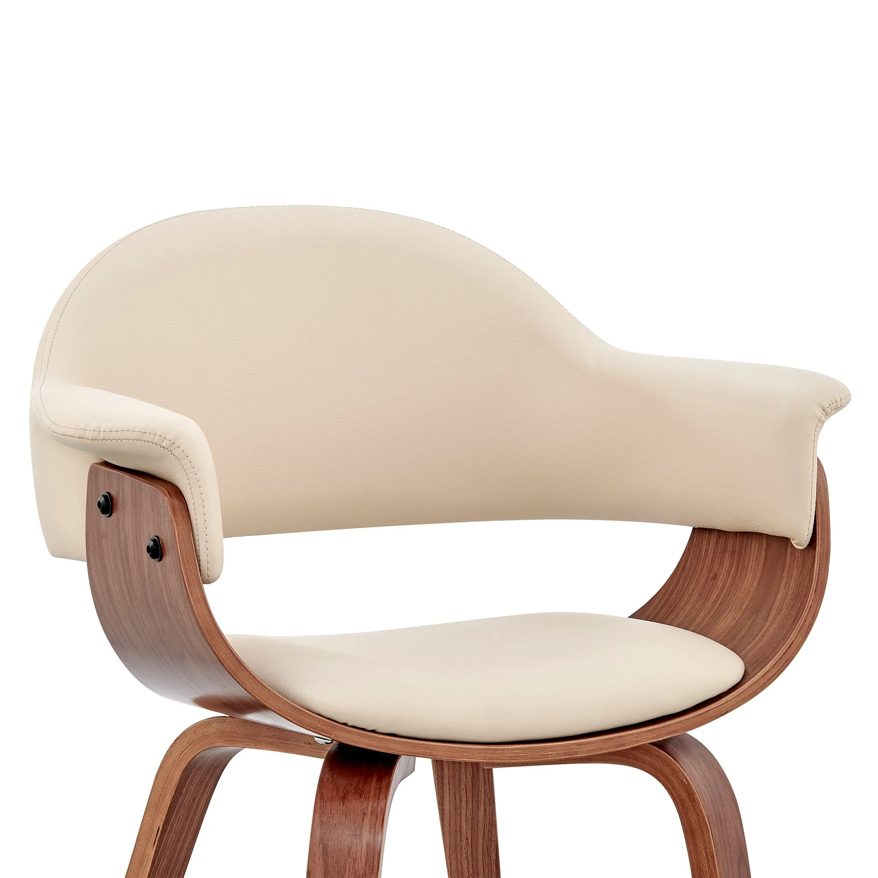 Adalyn Cream Faux Leather and Walnut Wood Dining Room Accent Chair - Image 6
