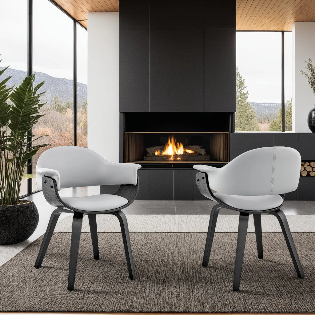 Adalyn Gray Faux Leather and Black Wood Dining Room Accent Chair - Image 11