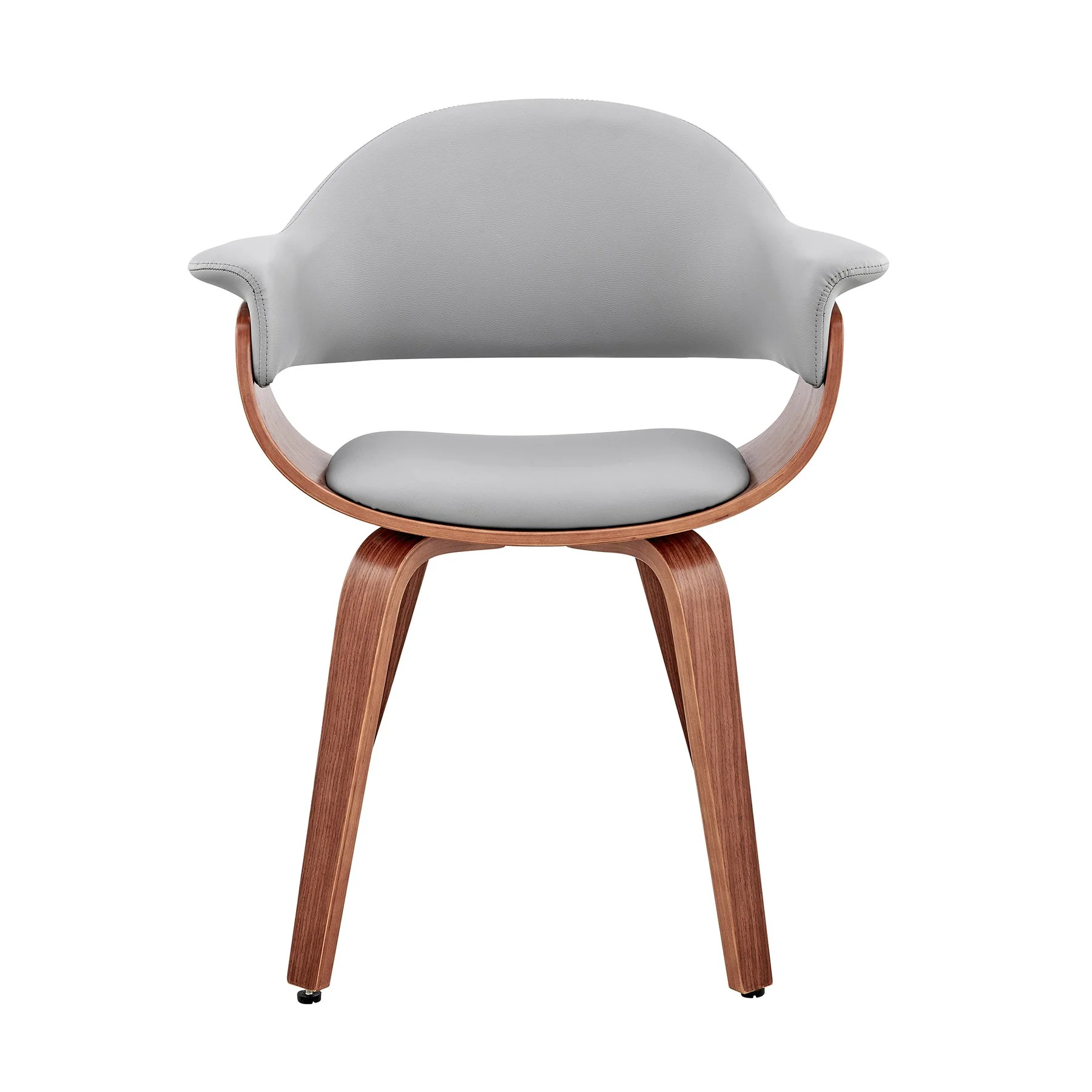 Adalyn Gray Faux Leather and Walnut Wood Dining Room Accent Chair - Image 2
