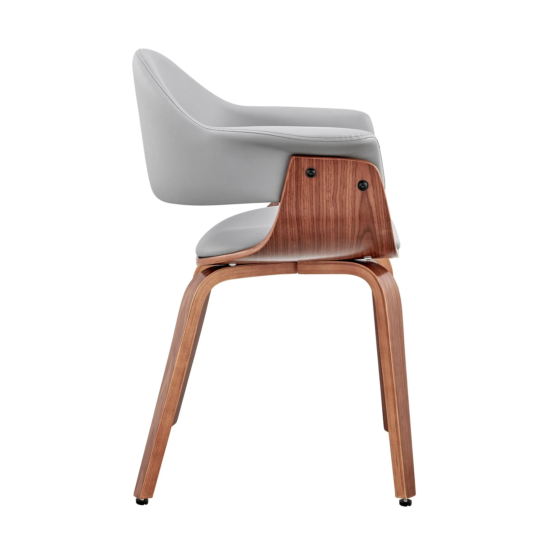 Adalyn Gray Faux Leather and Walnut Wood Dining Room Accent Chair - Image 3