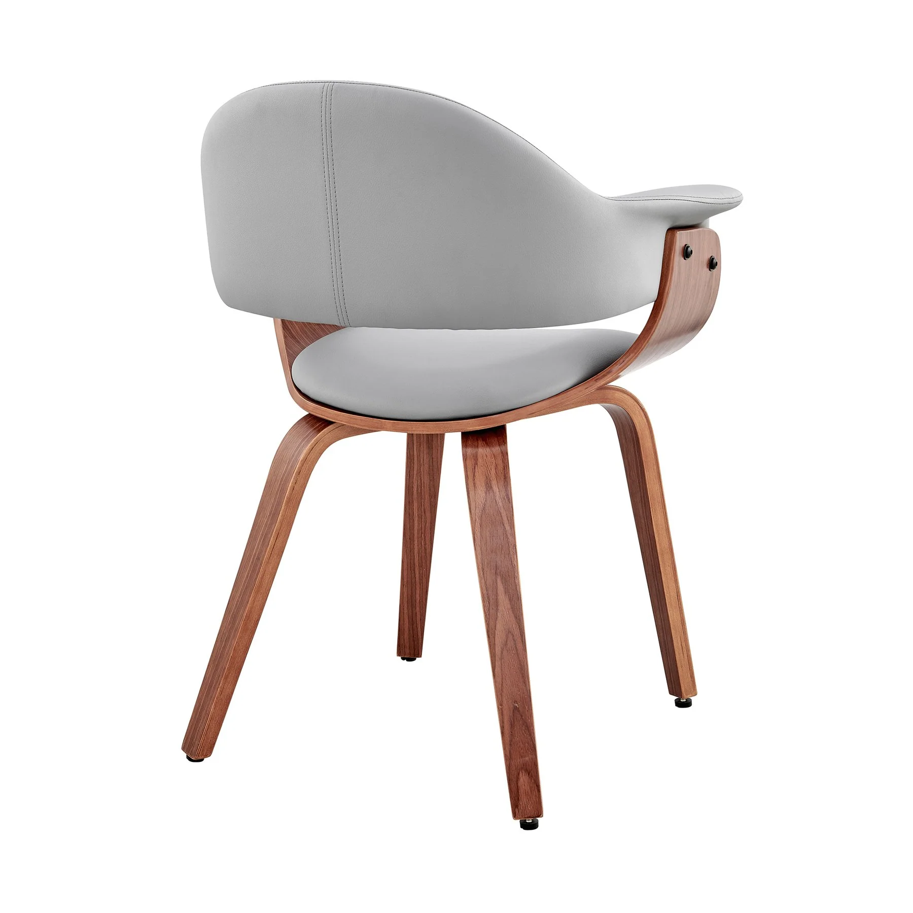Adalyn Gray Faux Leather and Walnut Wood Dining Room Accent Chair - Image 4