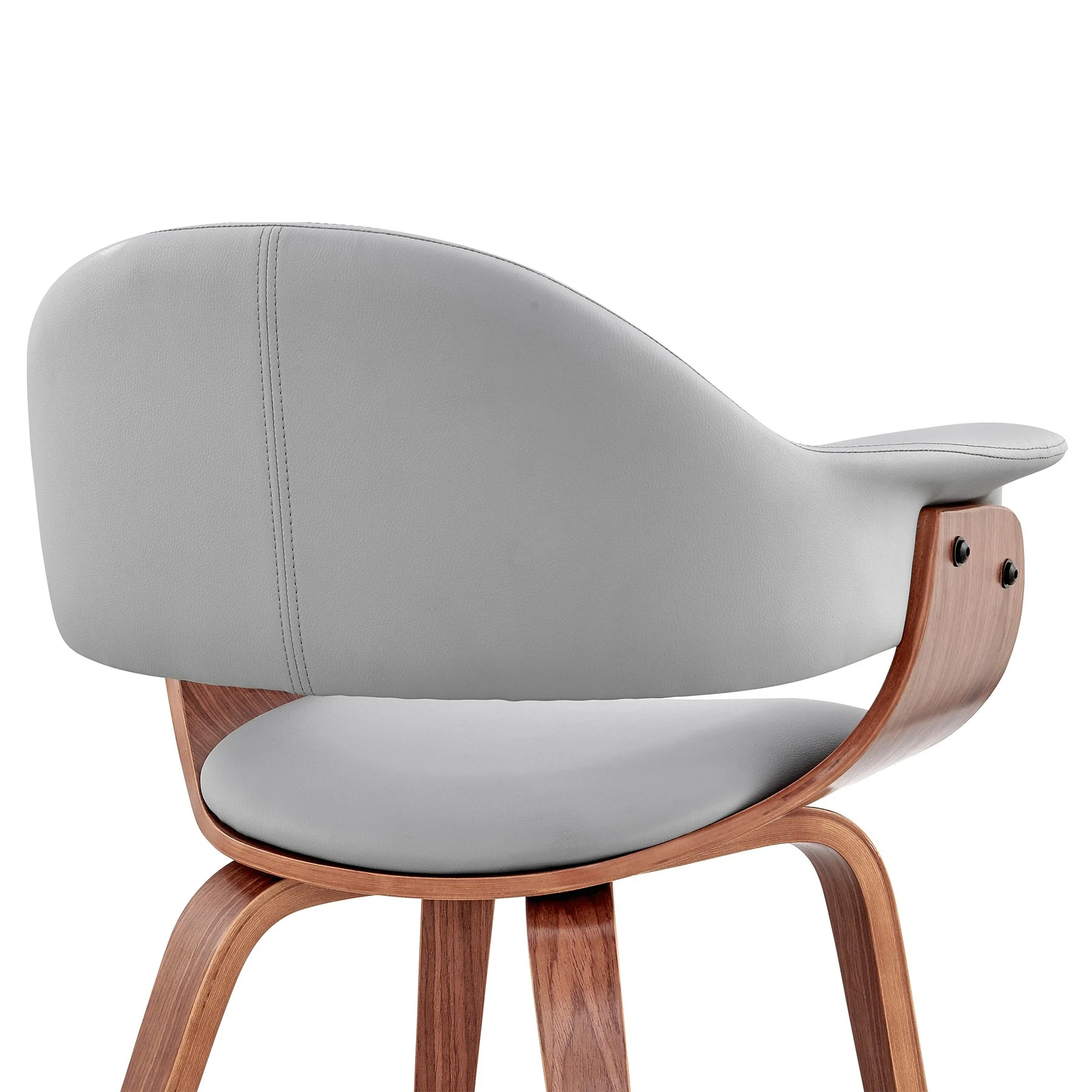 Adalyn Gray Faux Leather and Walnut Wood Dining Room Accent Chair - Image 7