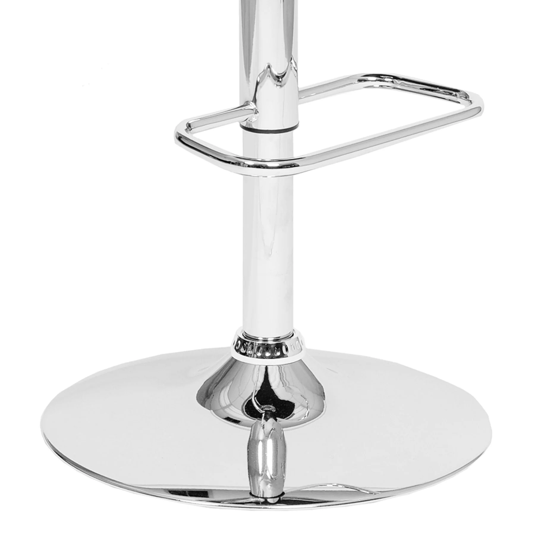 Adele Adjustable Height Swivel Cream Faux Leather and Walnut Wood Bar Stool with Chrome Base - Image 3