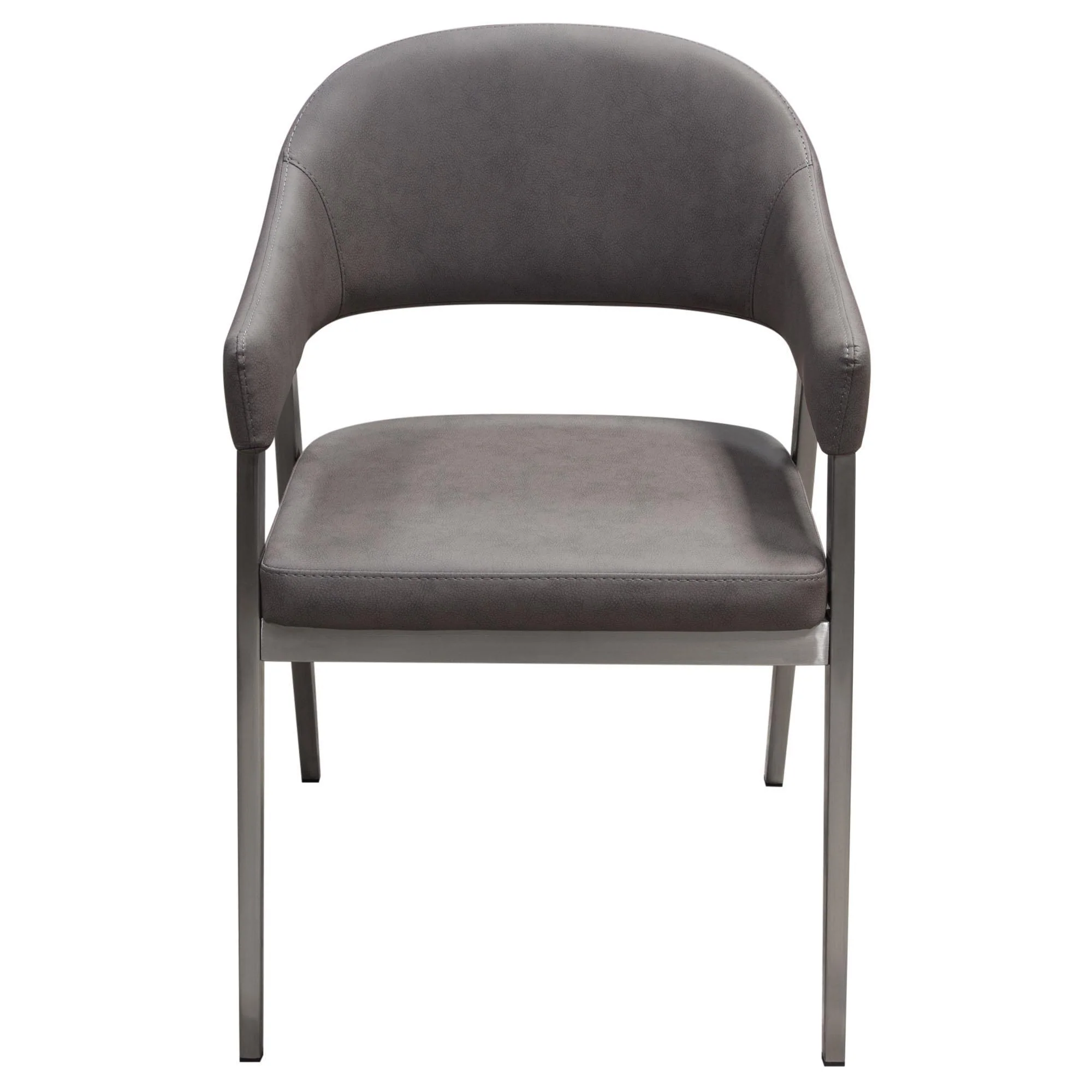 Adele Set of Two Dining/Accent Chairs in Grey Leatherette w/ Brushed Stainless Steel Leg by Diamond Sofa - Image 2