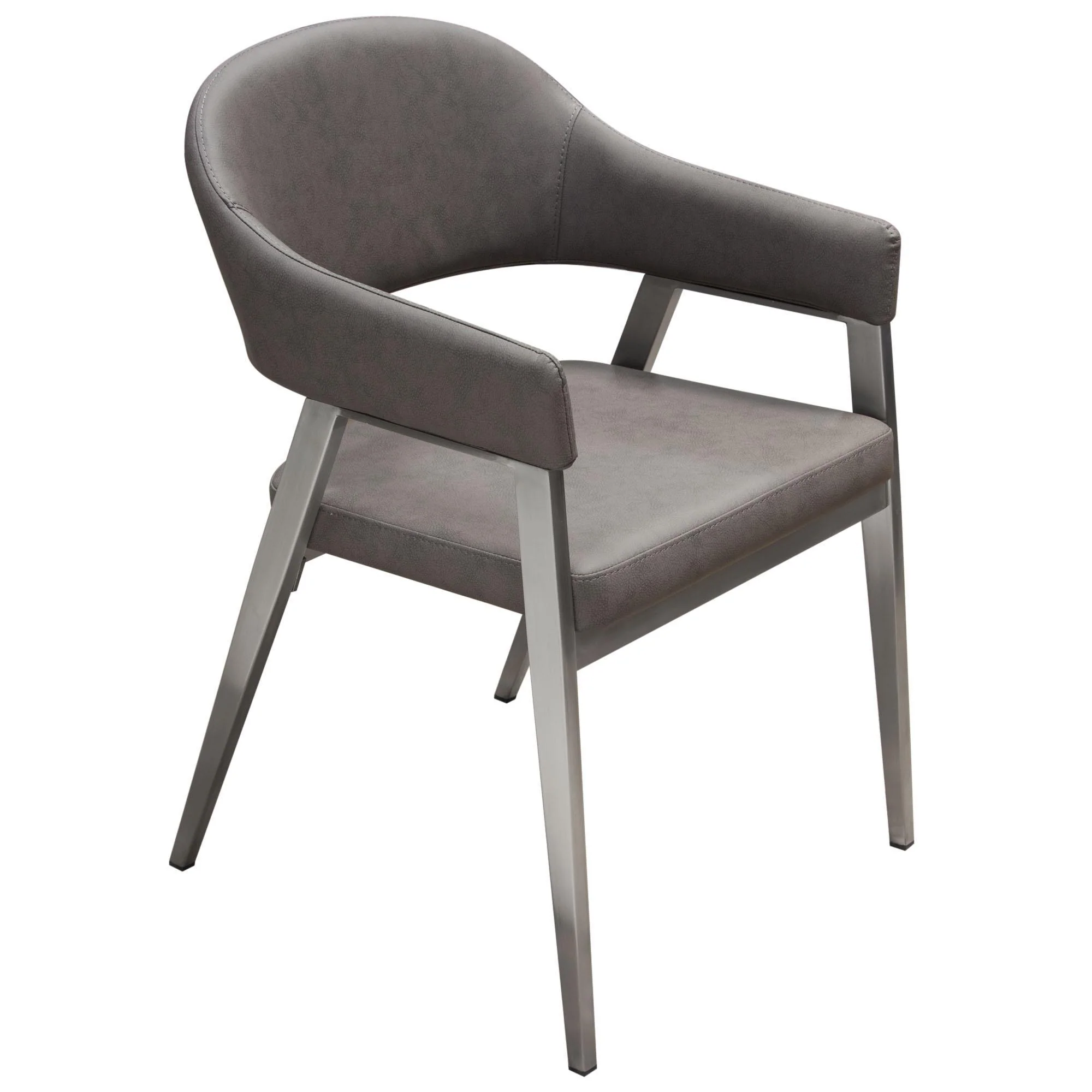 Adele Set of Two Dining/Accent Chairs in Grey Leatherette w/ Brushed Stainless Steel Leg by Diamond Sofa - Image 3
