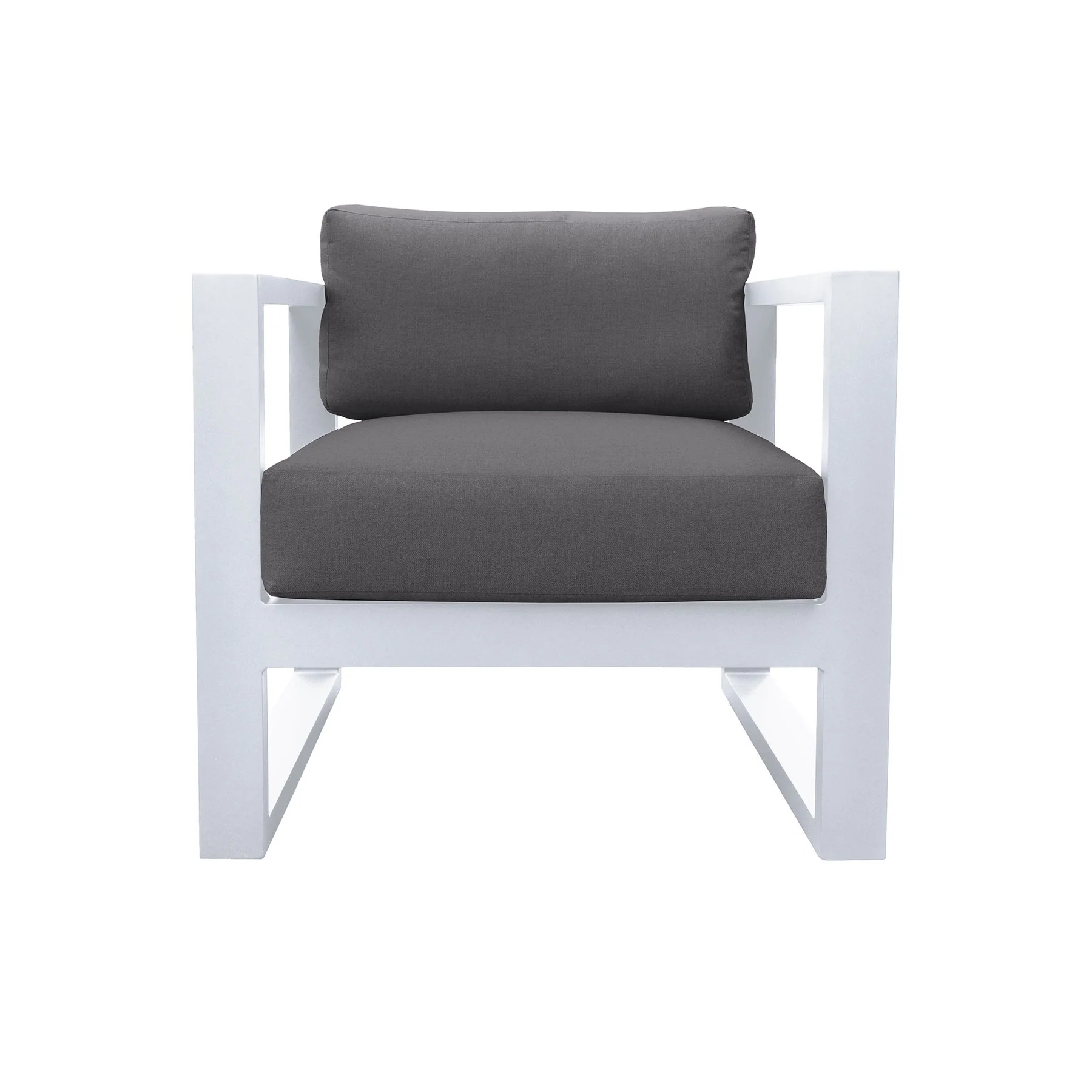 Aelani Aluminum Outdoor Chair in Dark Gray and White - Image 3