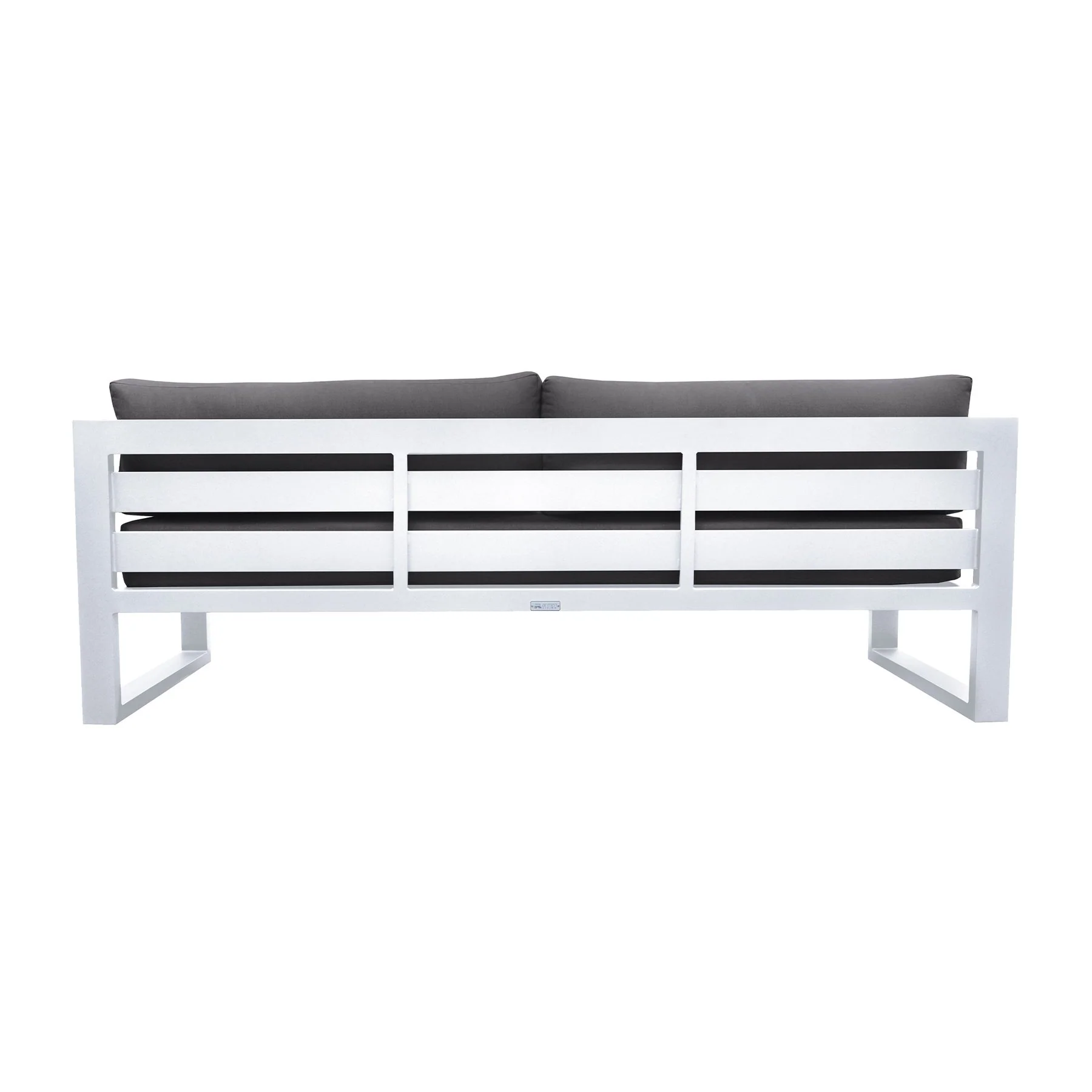 Aelani Aluminum Outdoor Sofa in Dark Gray and White - Image 4