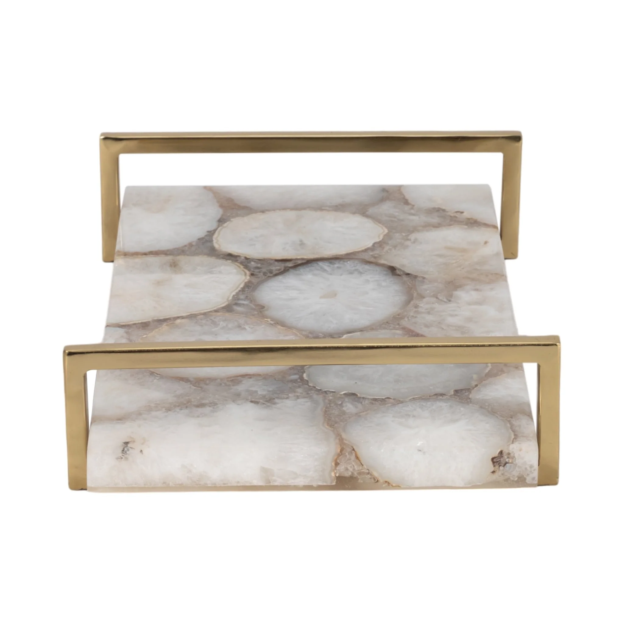 Agate, 14" Tray W/ Gold Handles, Multi - Image 4