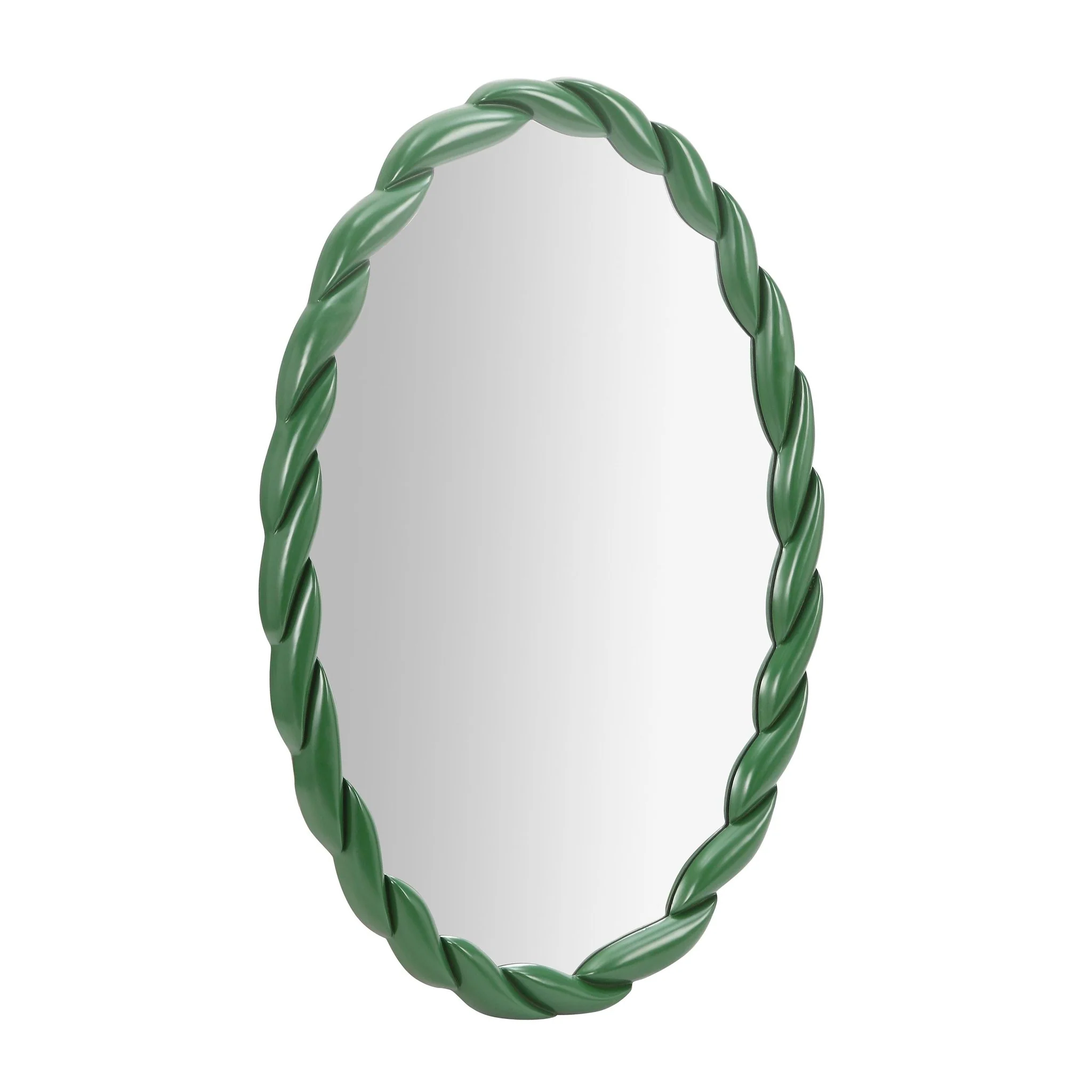 Agnes Forest Green Glossy Oval Mirror - Image 3
