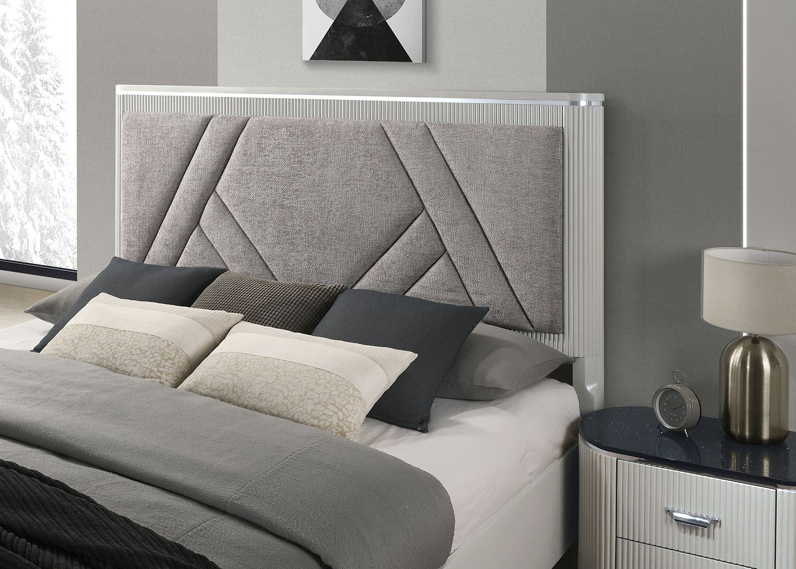 Aldgate Queen Bed, Light Gray - Image 2
