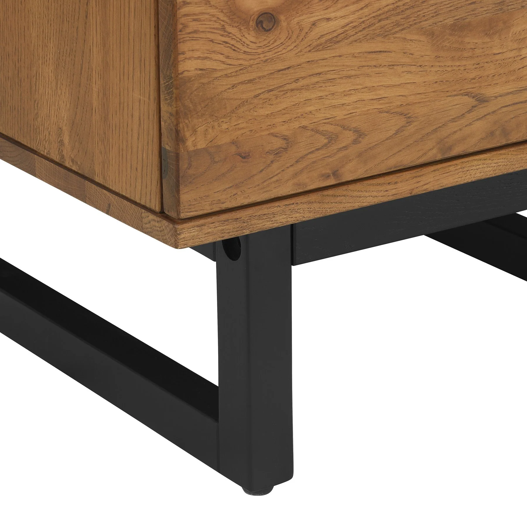Aldo 1 Drawer Nightstand in Brown Oak Wood with Black Metal Legs - Image 5