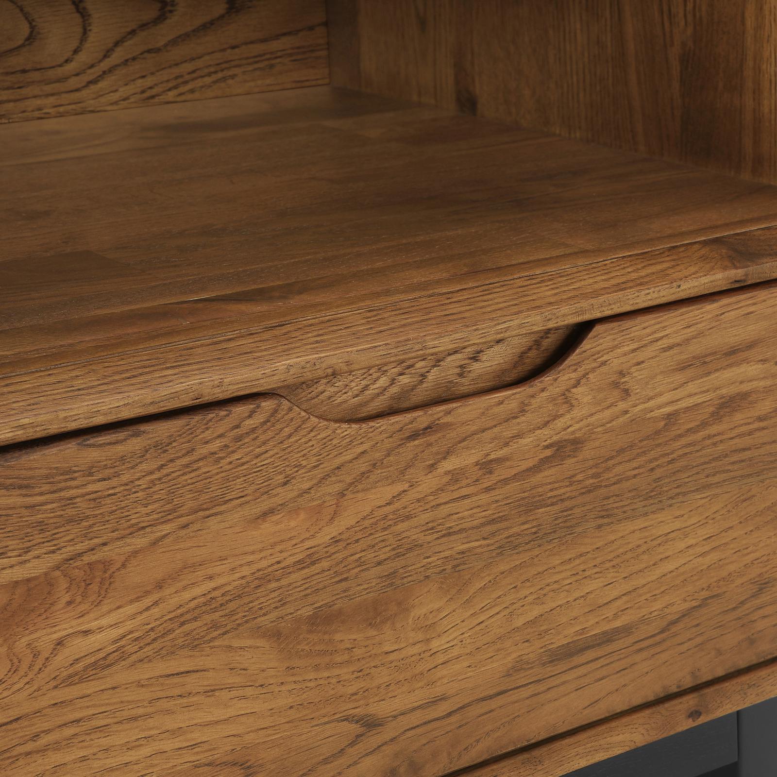 Aldo 1 Drawer Nightstand in Brown Oak Wood with Black Metal Legs - Image 6