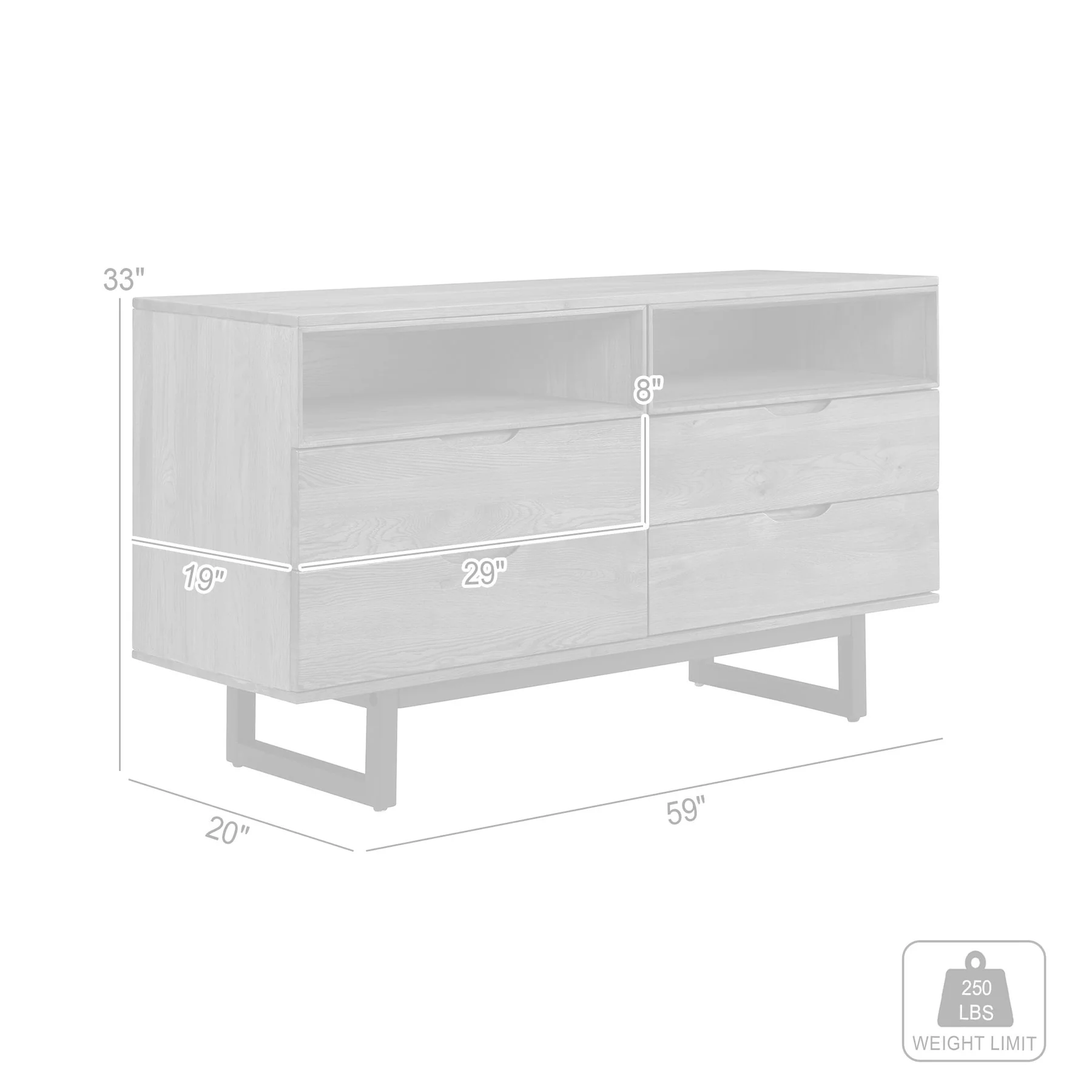 Aldo 4 Drawer Dresser in Brown Oak Wood with Black Metal Legs - Image 10
