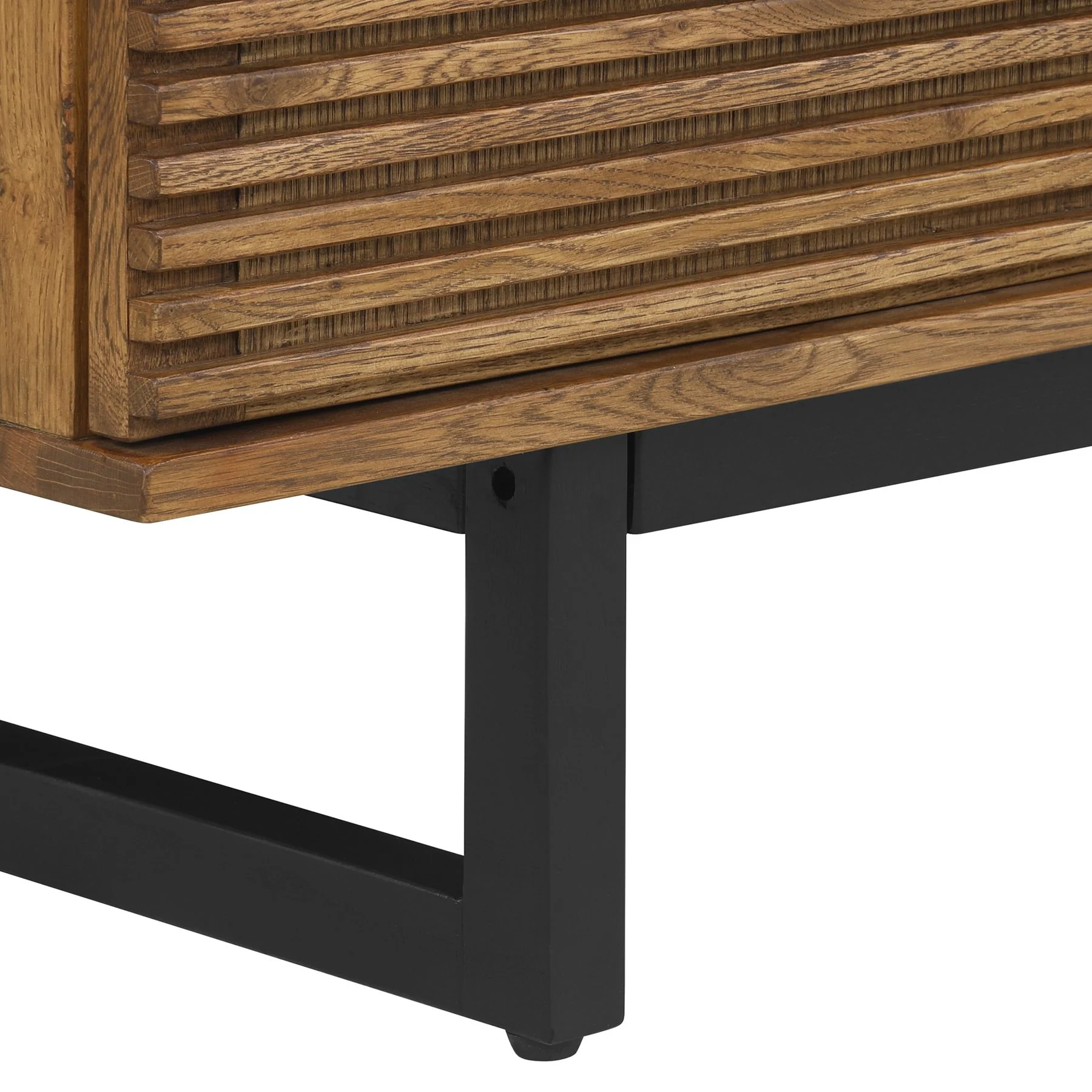 Aldo Brown Oak Sideboard Buffet Cabinet in Brown Oak Wood with Black Metal Legs - Image 7