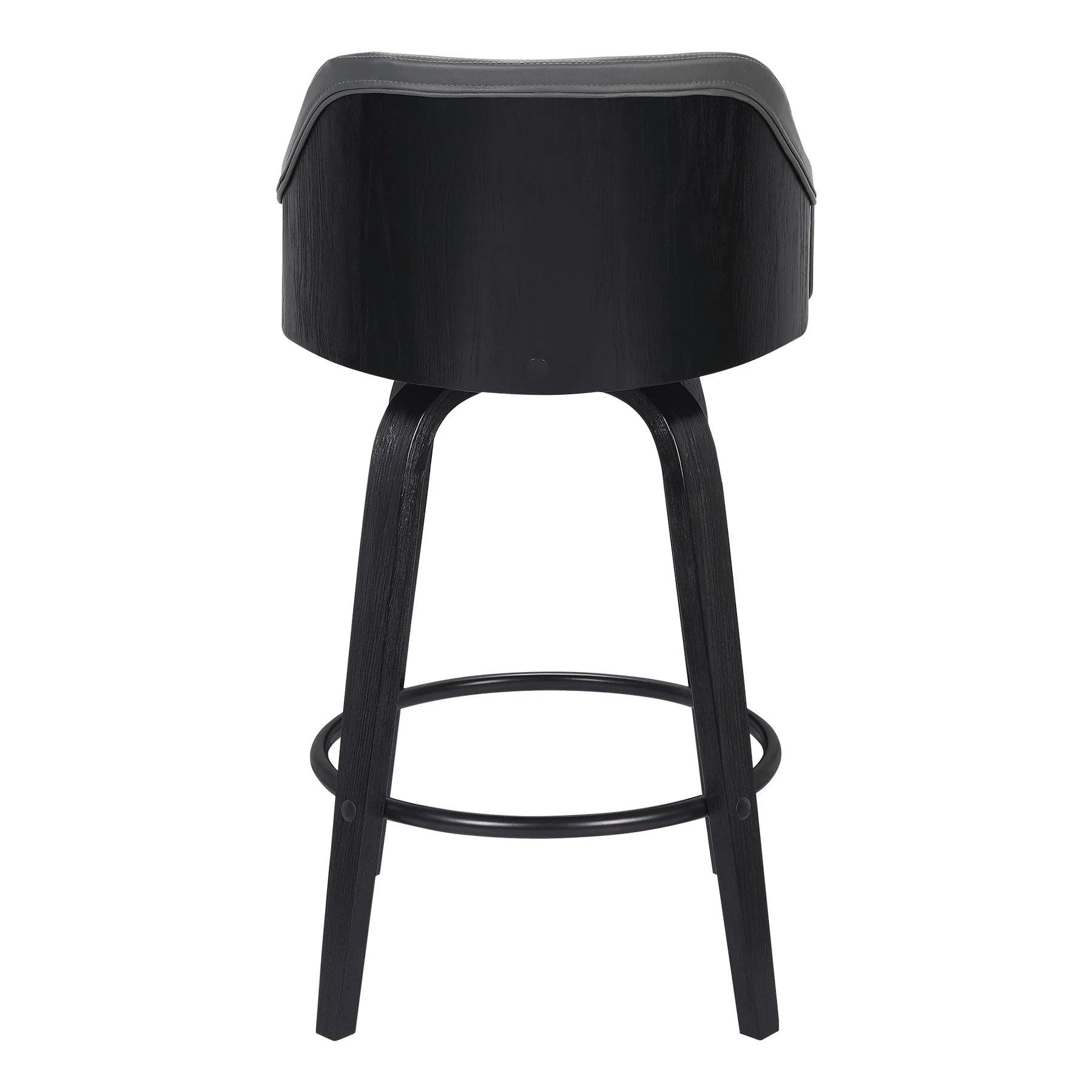 Alec 26" Counter Height Swivel Gray Faux Leather and Black Wood Bar Stool - Image 4