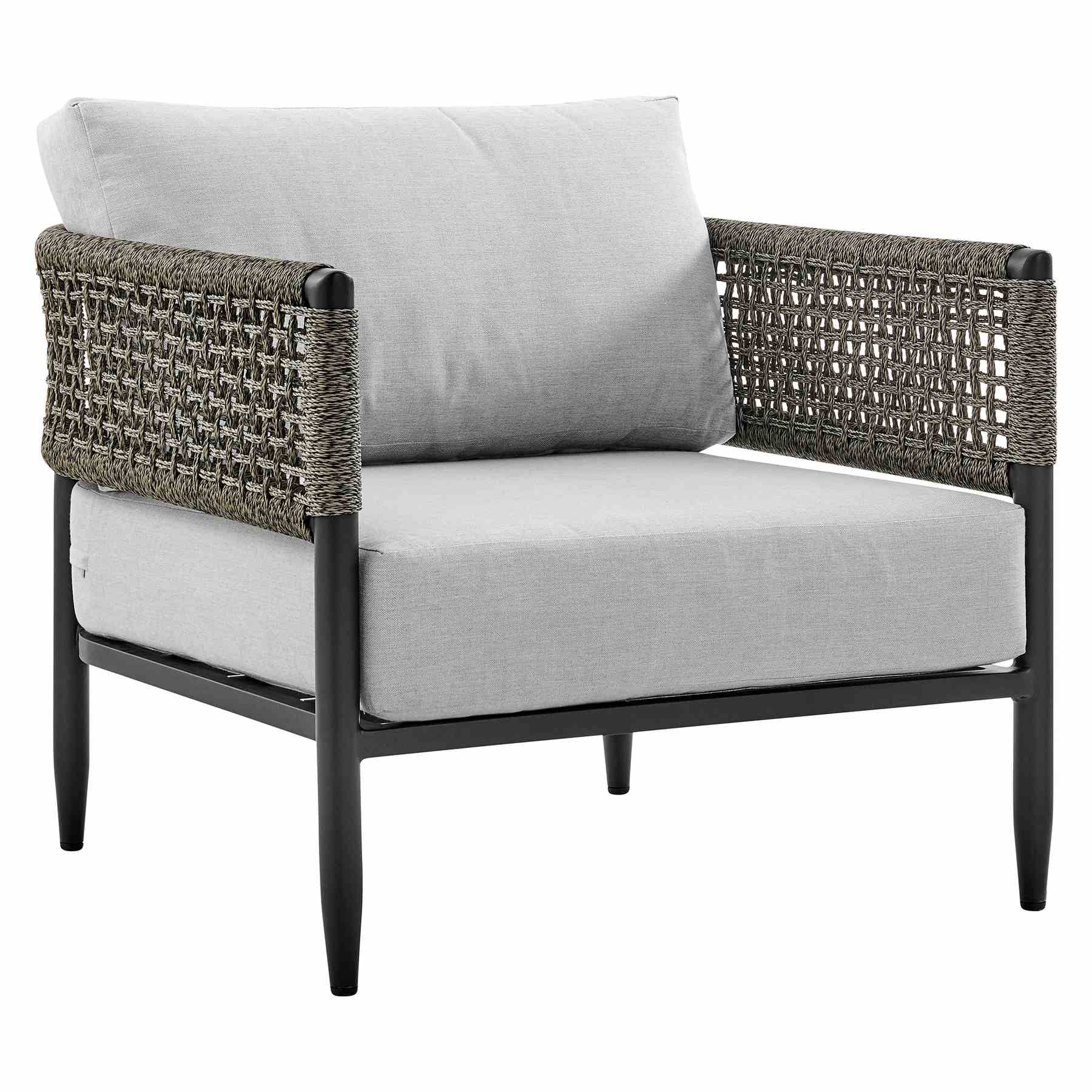 Alegria Aluminum and Rope Outdoor Chair in Black and Gray - Image 2