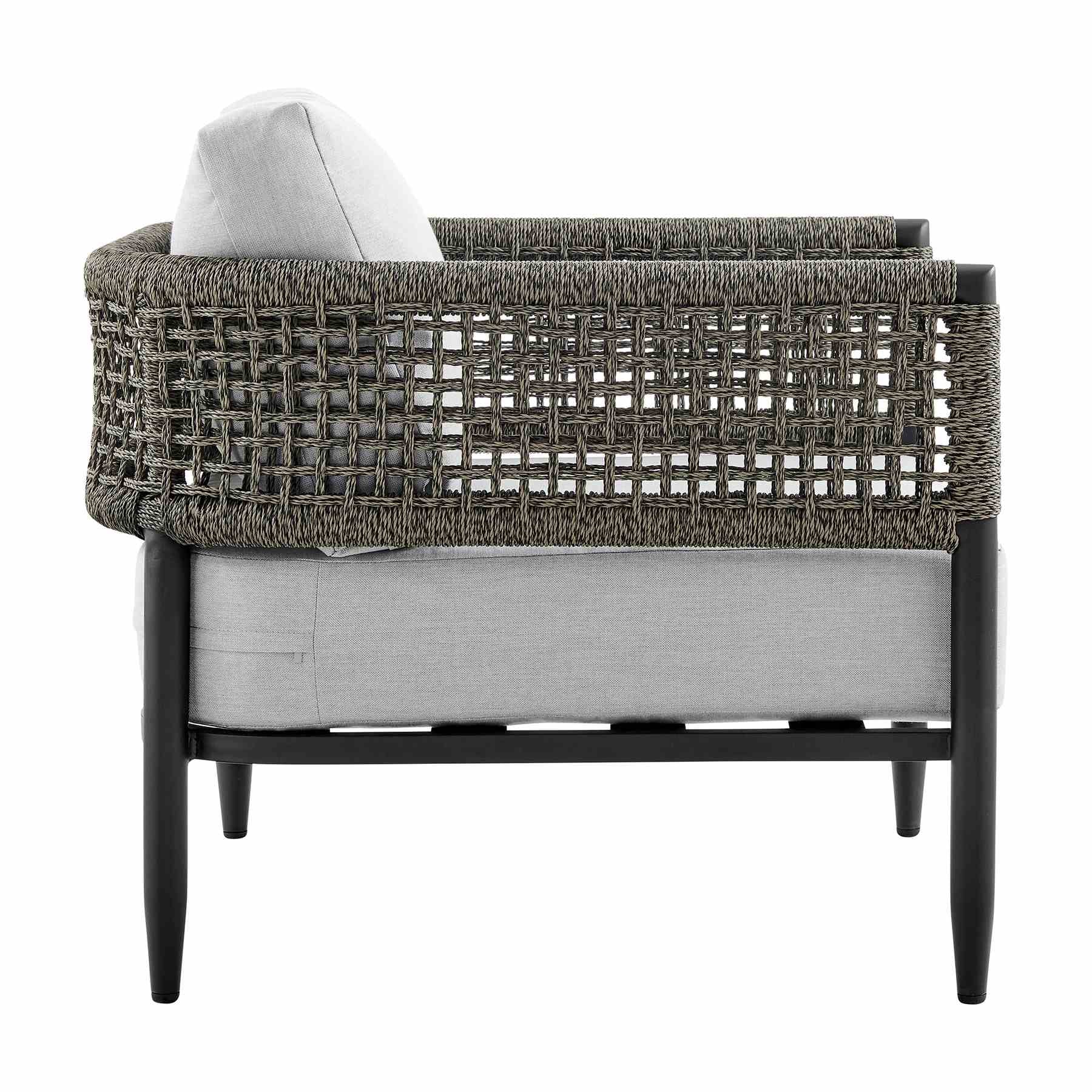 Alegria Aluminum and Rope Outdoor Chair in Black and Gray - Image 3