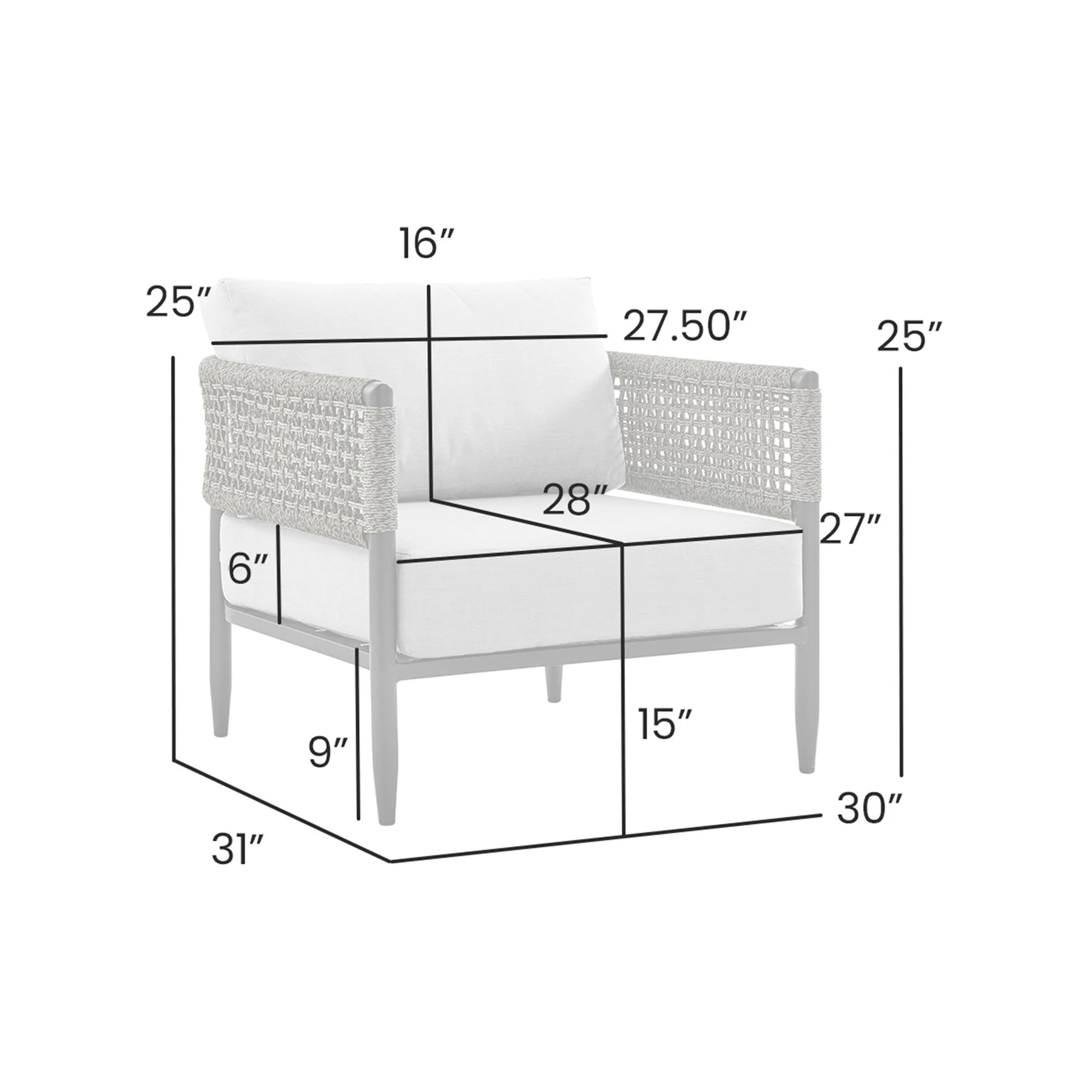 Alegria Aluminum and Rope Outdoor Chair in Black and Gray - Image 4
