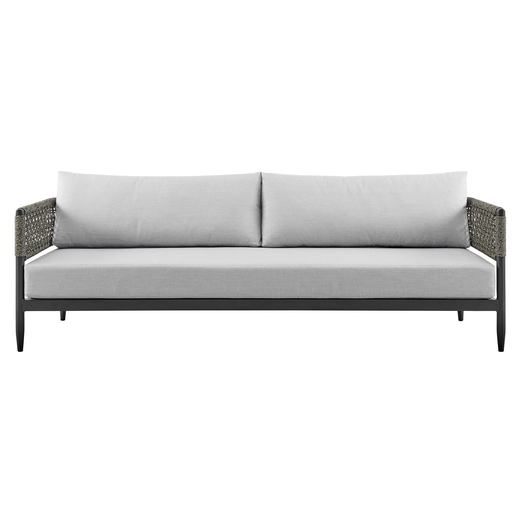 Alegria Aluminum and Rope Outdoor Sofa in Black and Gray - Image 2