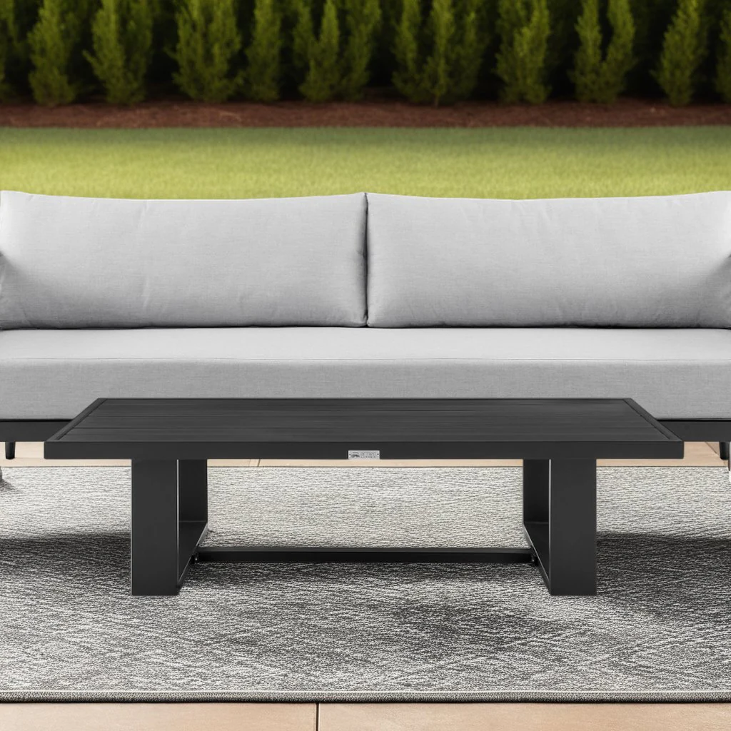 Alegria Aluminum Outdoor Coffee Table in Black - Image 5