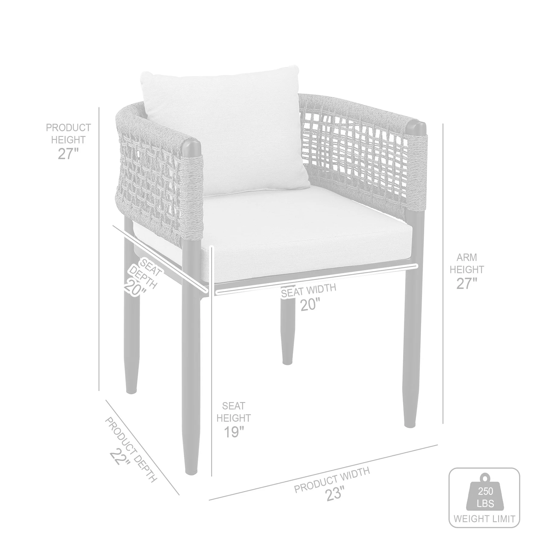 Alegria Outdoor Patio 5-Piece Dining Table Set in Aluminum with Gray Rope and Cushions - Image 11