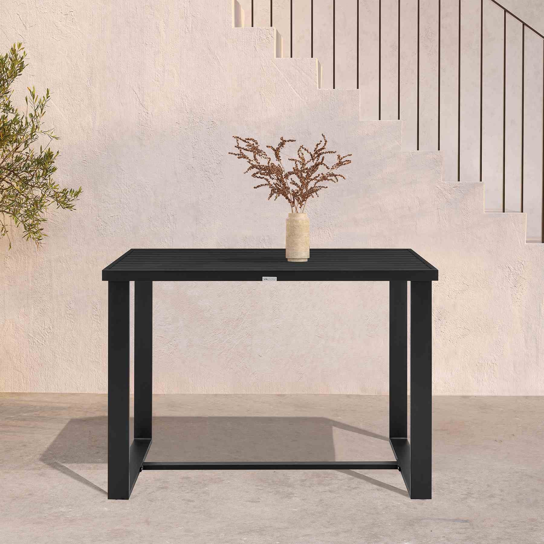 Alegria Outdoor Patio Counter Height Dining Table in Black Aluminum - Image 7