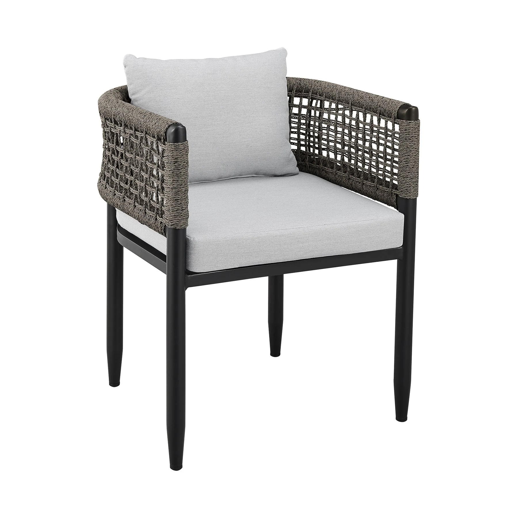 Alegria Outdoor Patio Dining Chair in Aluminum with Gray Rope and Cushions - Set of 2 - Image 2