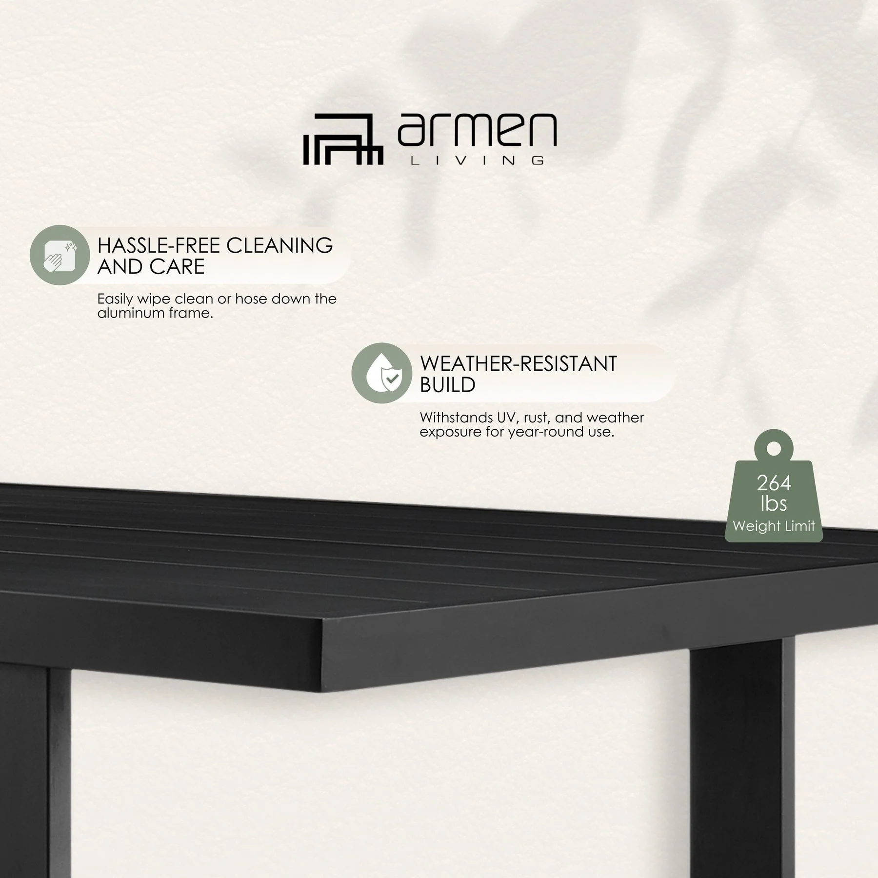 Alegria Outdoor Patio Dining Table in Aluminum - Image 9