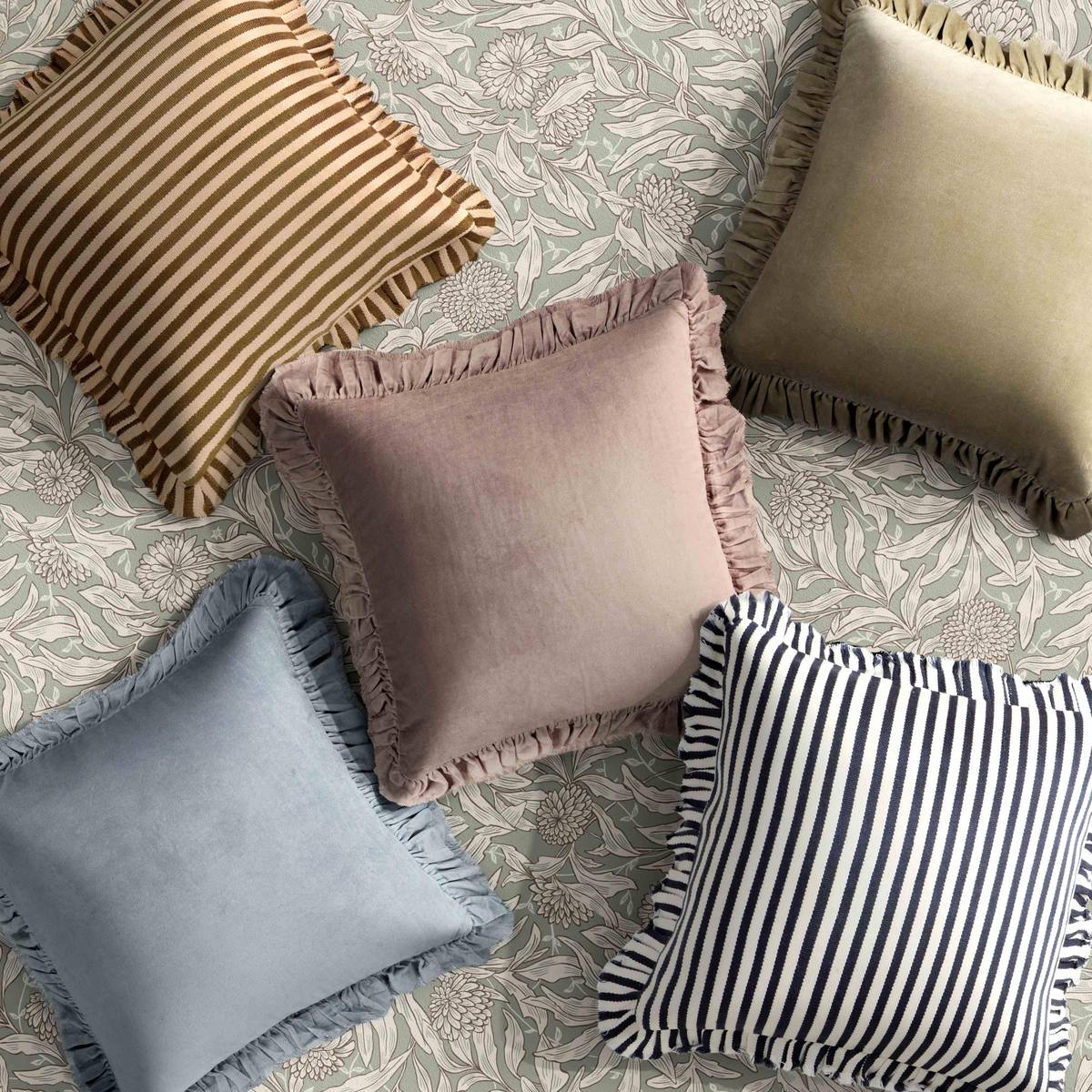 Alessia Taupe Striped Ruffle 20 inch Square Accent Pillow - Image 10
