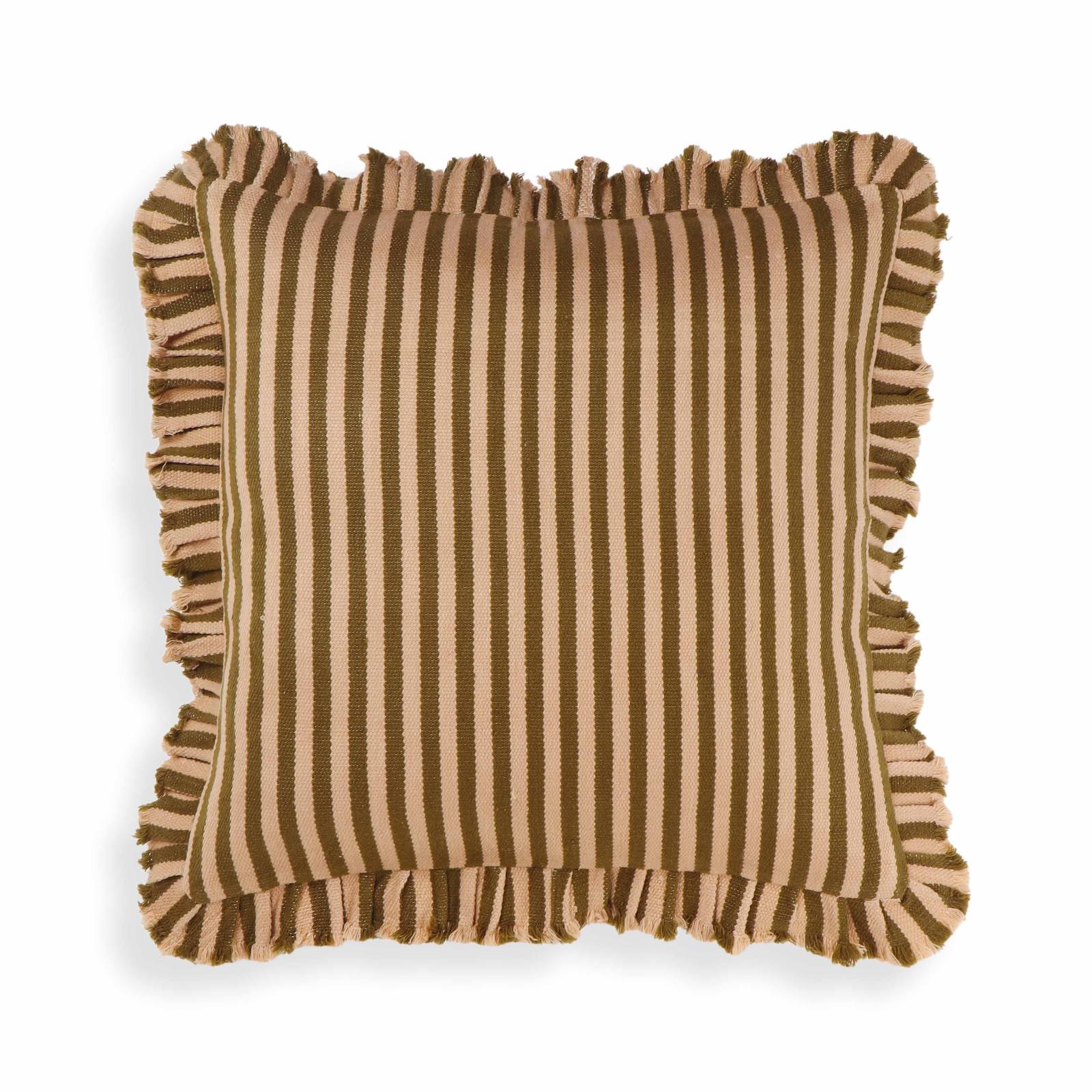 Alessia Taupe Striped Ruffle 20 inch Square Accent Pillow - Image 2