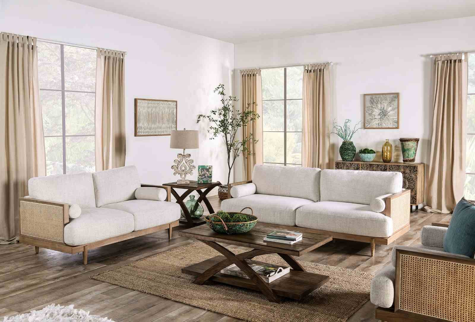 Alesund Loveseat, Beige/Light Oak - Image 2