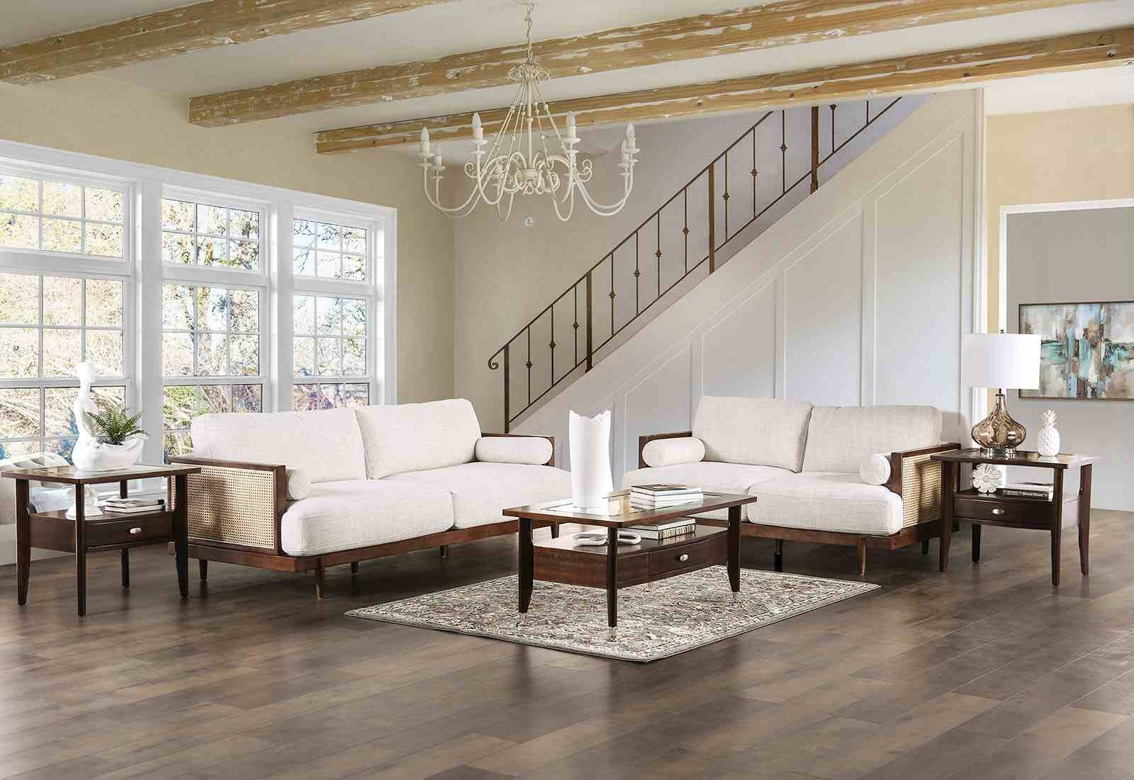 Alesund Loveseat, Beige/Walnut - Image 2