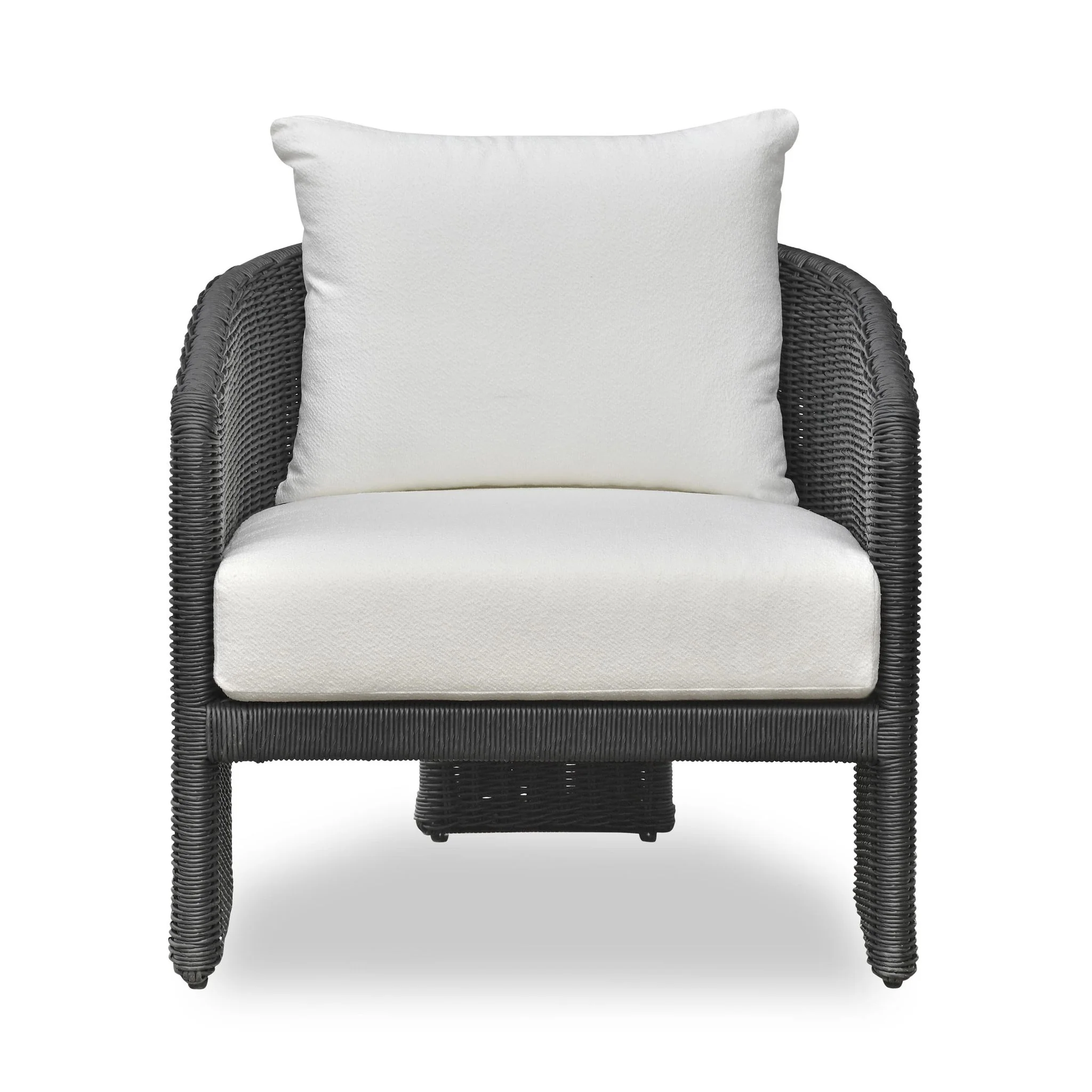 Alexa Black Rattan Performance Fabric Outdoor Armchair - Image 3