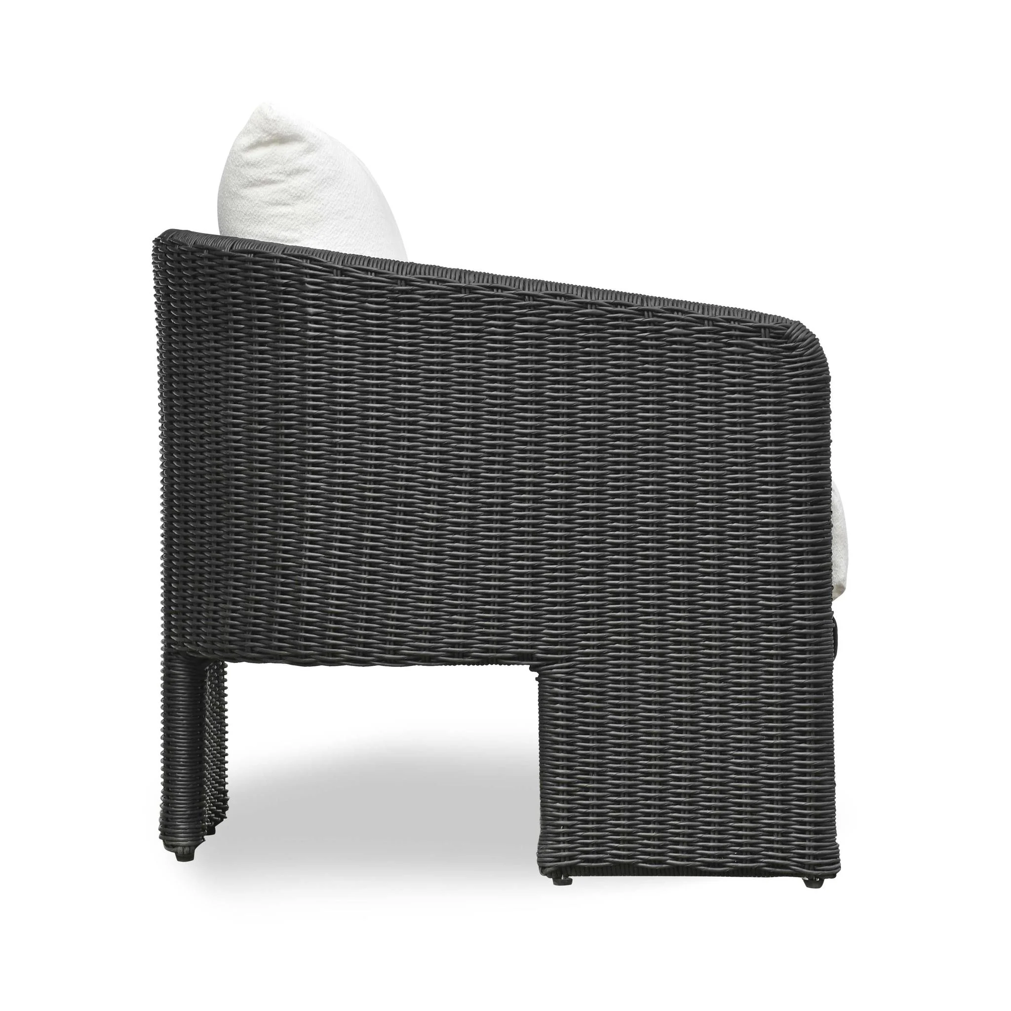 Alexa Black Rattan Performance Fabric Outdoor Armchair - Image 4