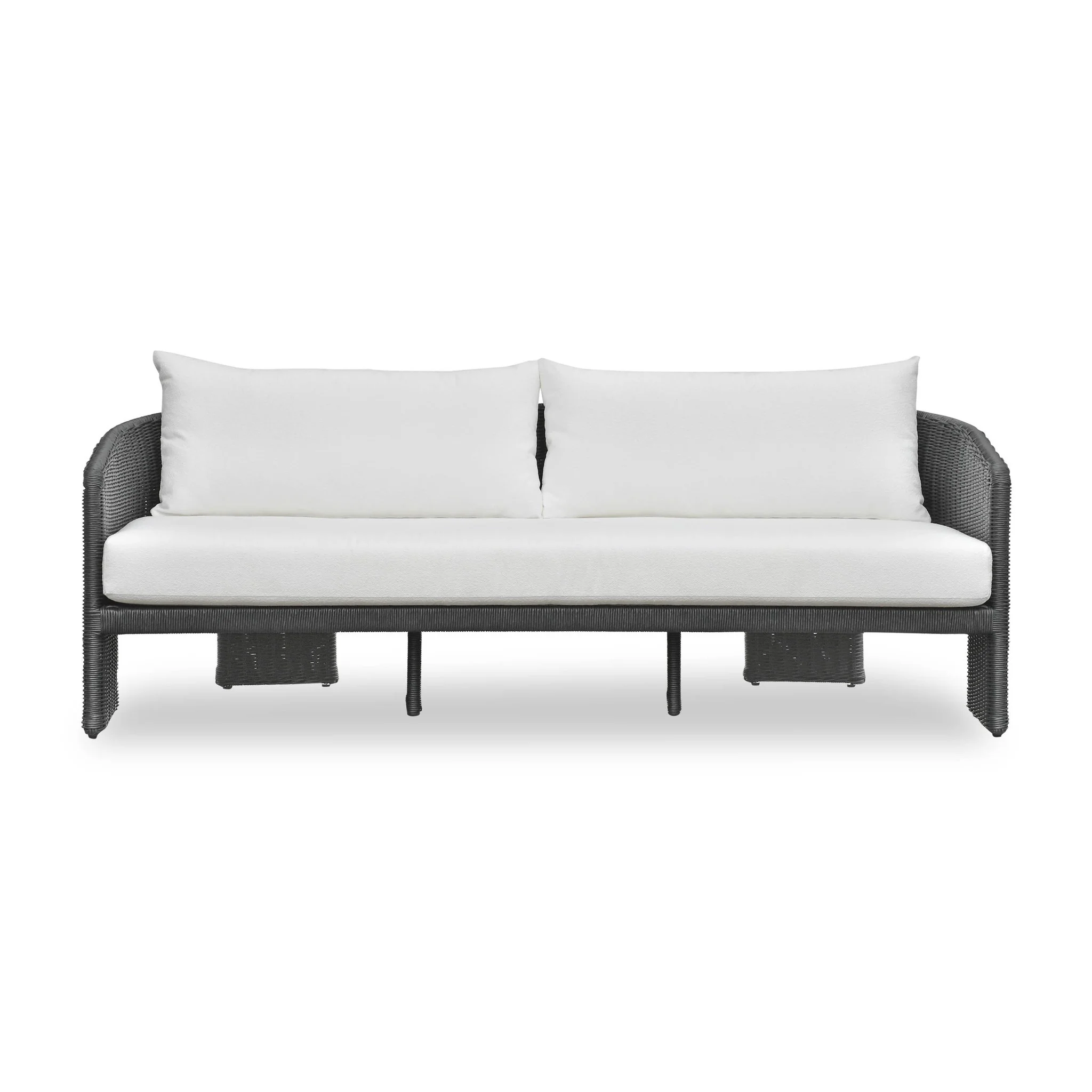 Alexa Black Rattan Performance Fabric Outdoor Sofa - Image 3