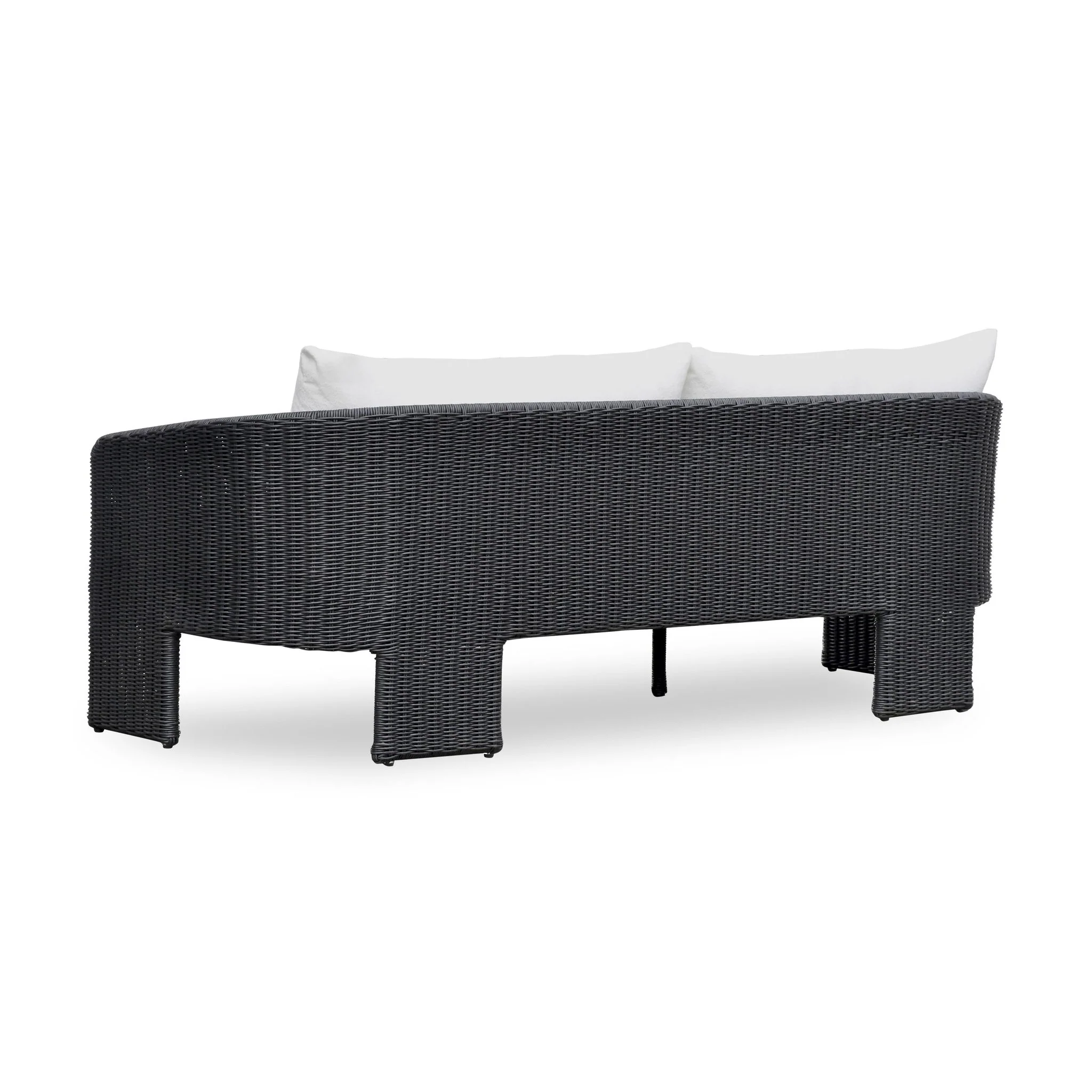 Alexa Black Rattan Performance Fabric Outdoor Sofa - Image 5
