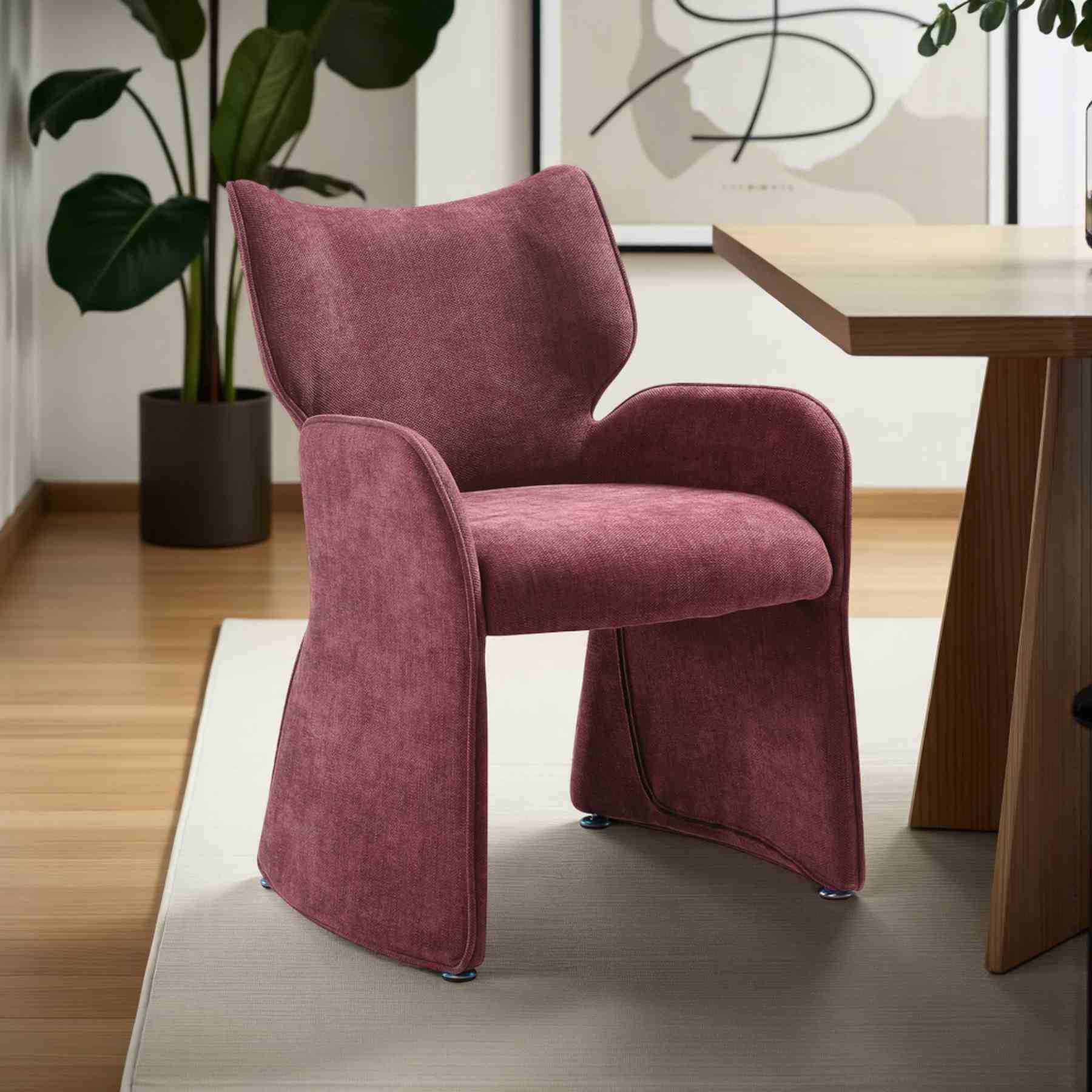 Alicia Modern Curved Back Plum Upholstered Dining Chair - Image 13