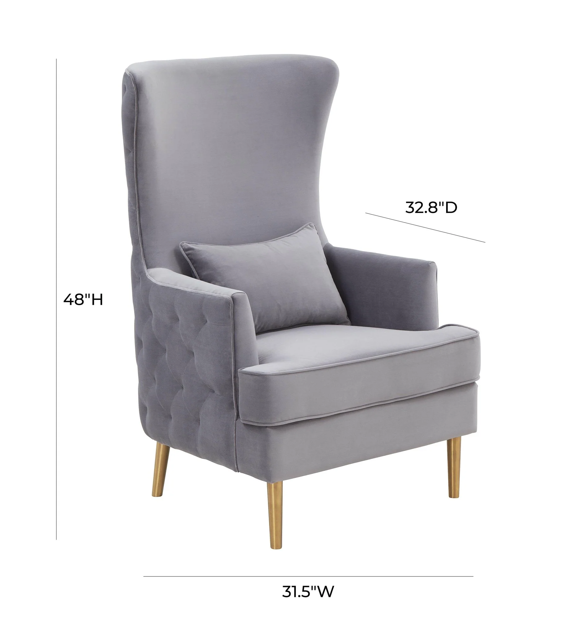 Alina Grey Tall Tufted Back Chair - Image 7