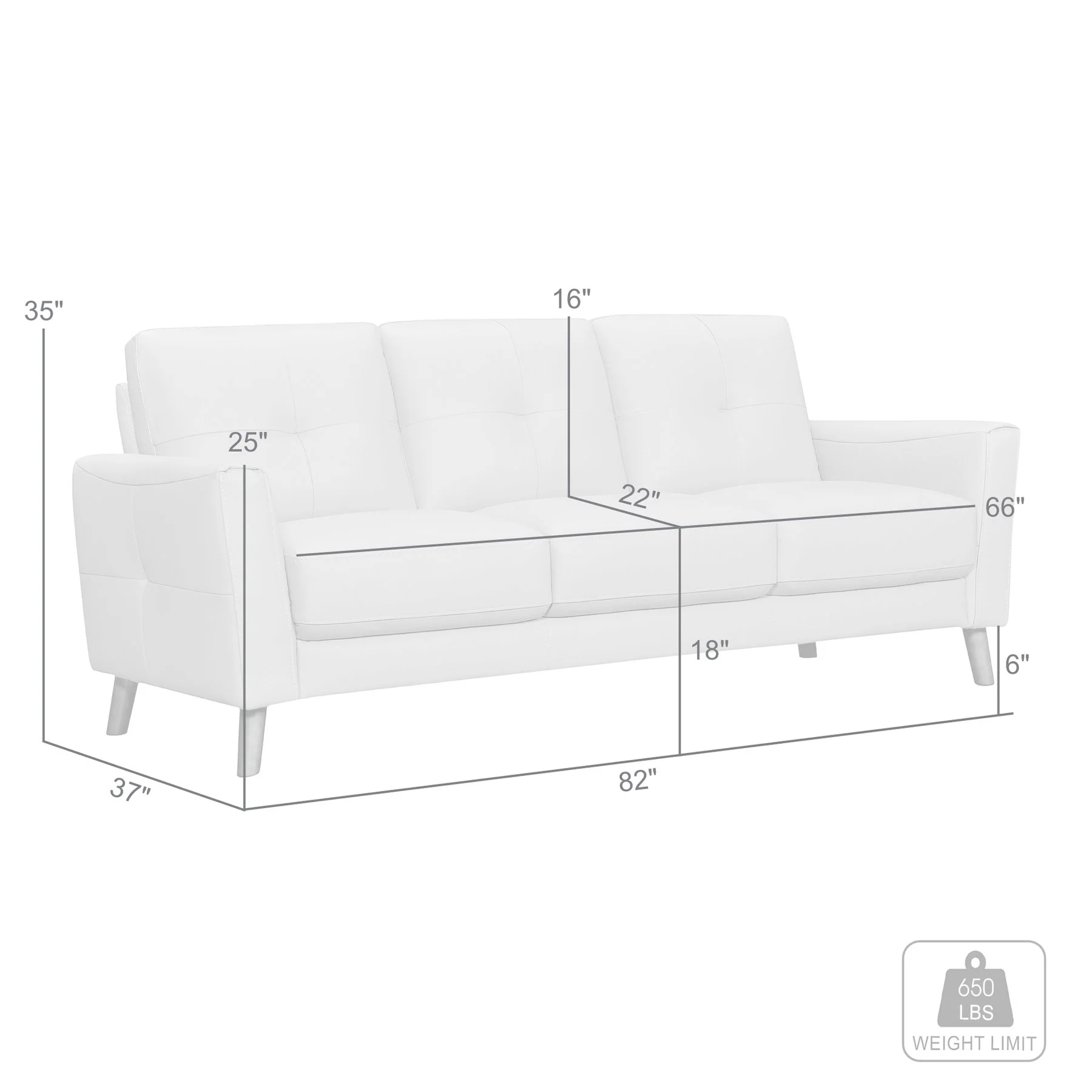 Almafi 82" Dove Gray Leather Sofa - Image 8