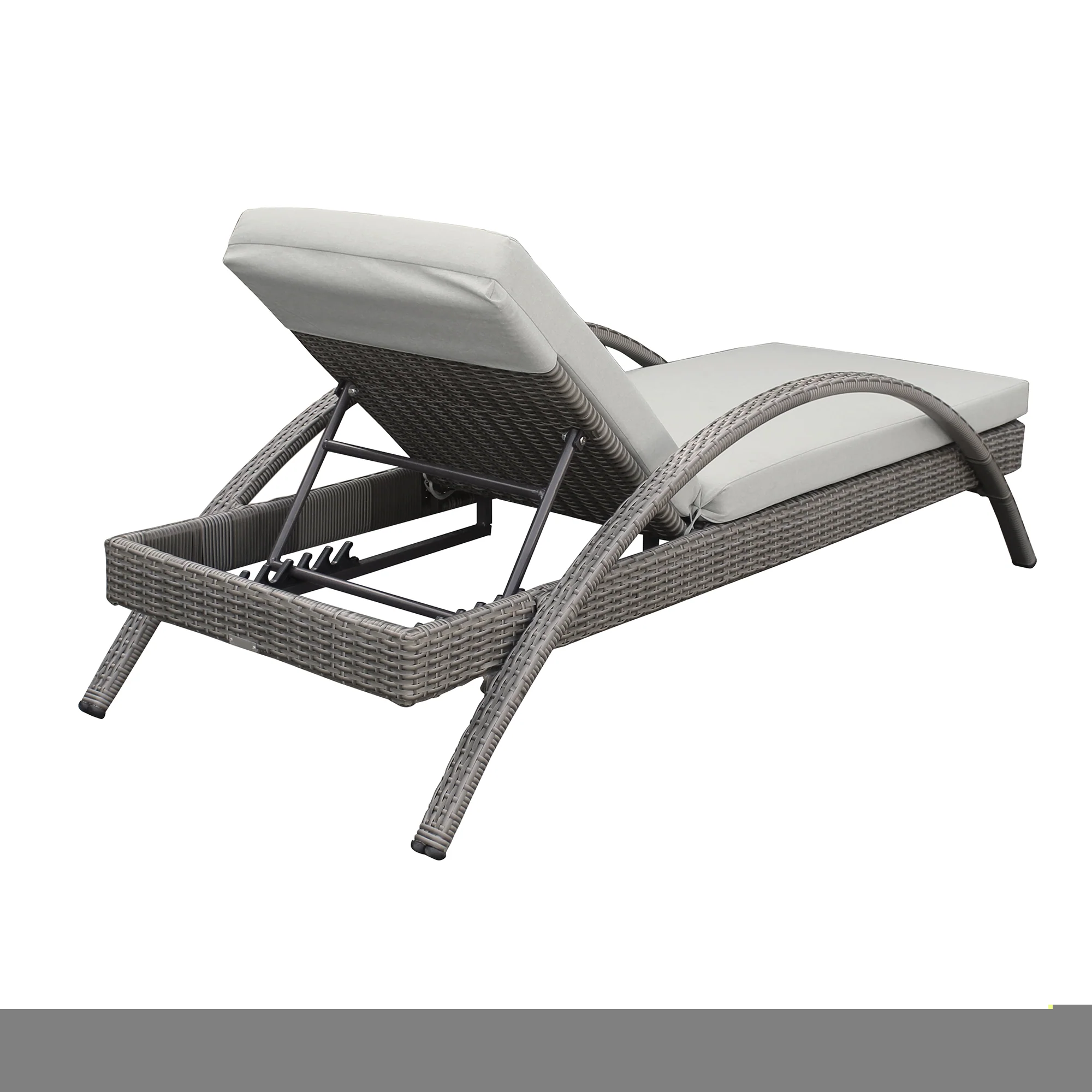 Aloha Adjustable Patio Outdoor Chaise Lounge Chair in Gray Wicker and Cushions - Image 4