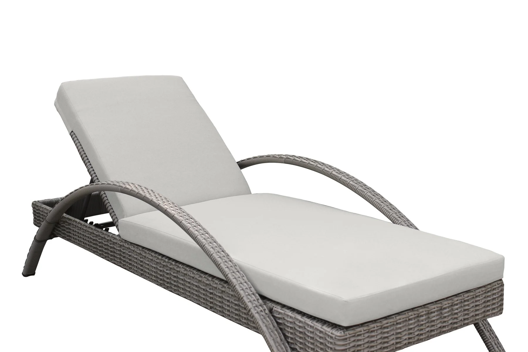 Aloha Adjustable Patio Outdoor Chaise Lounge Chair in Gray Wicker and Cushions - Image 6