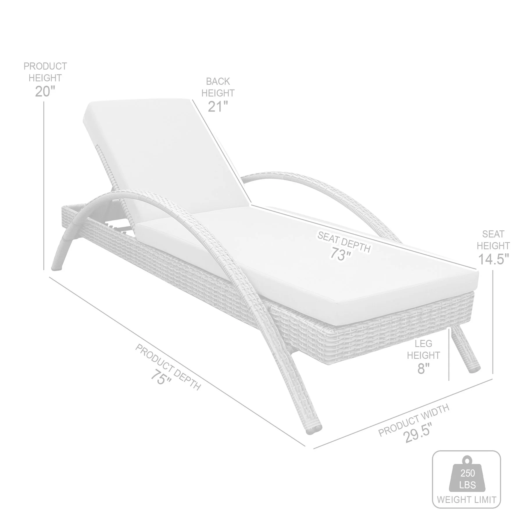 Aloha Adjustable Patio Outdoor Chaise Lounge Chair in Gray Wicker and Cushions - Image 9