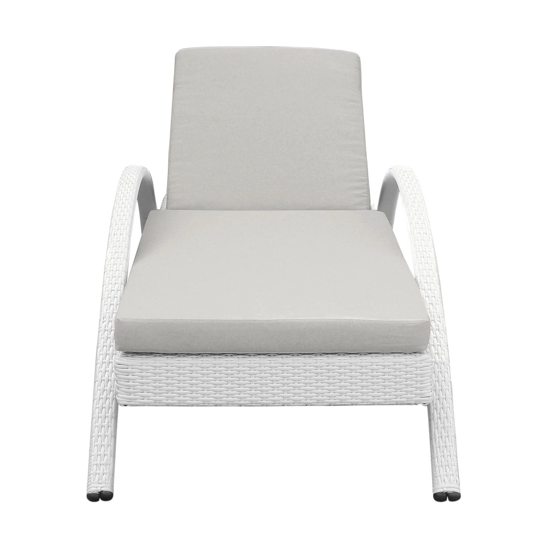 Aloha Adjustable Patio Outdoor Chaise Lounge Chair in White Wicker and Gray Cushions - Image 2