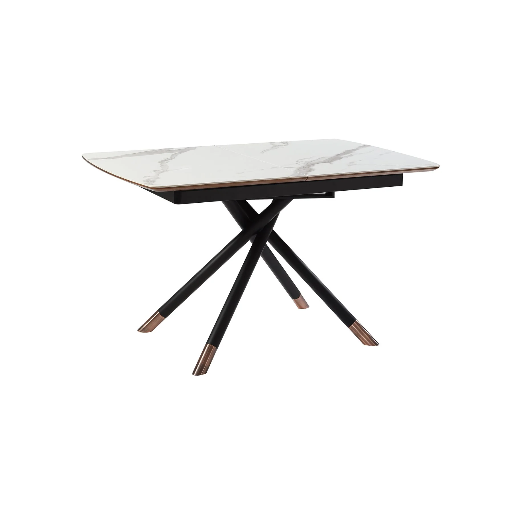 Alora Extendable Dining Table with Light Gray Ceramic and Wood Top and Metal Legs - Image 3